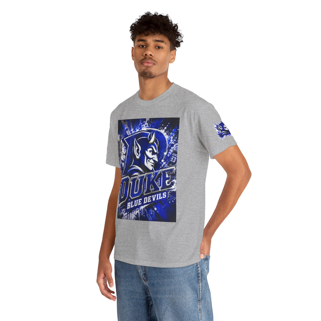 Duke Blue Devils Graphic Tee — Splatter Devil Logo T‑Shirt