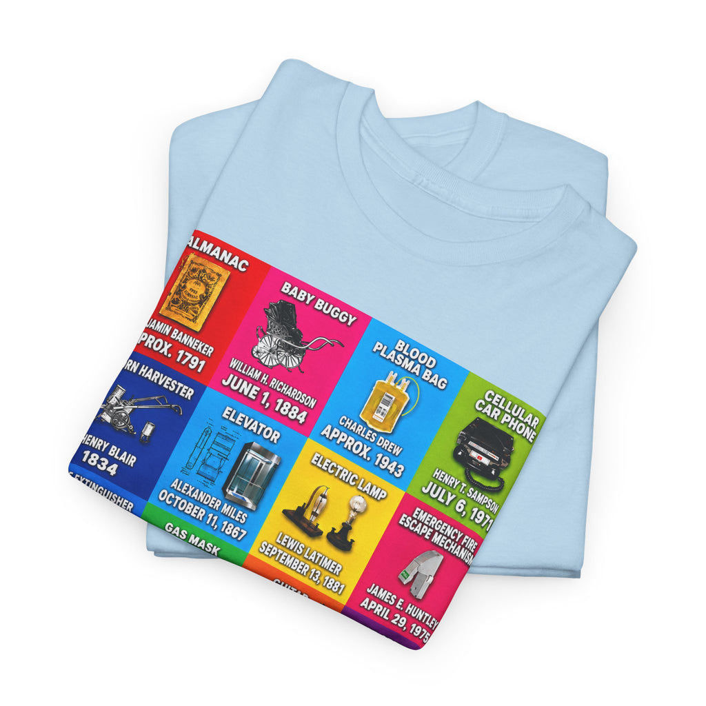 Black inventors Grid T‑Shirt — Colorful Historical Portraits Tee