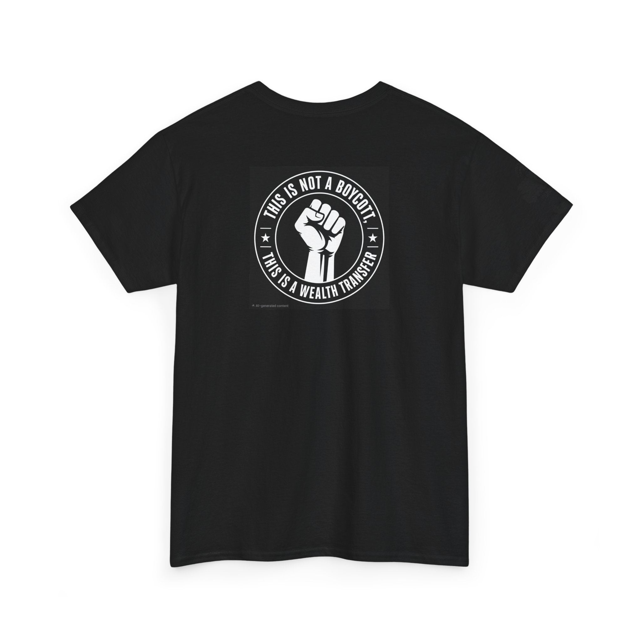 Graphic Tee — 'This Is Not A Boycott, This Is A Wealth Transfer' Back Print with Reading Child Artwork