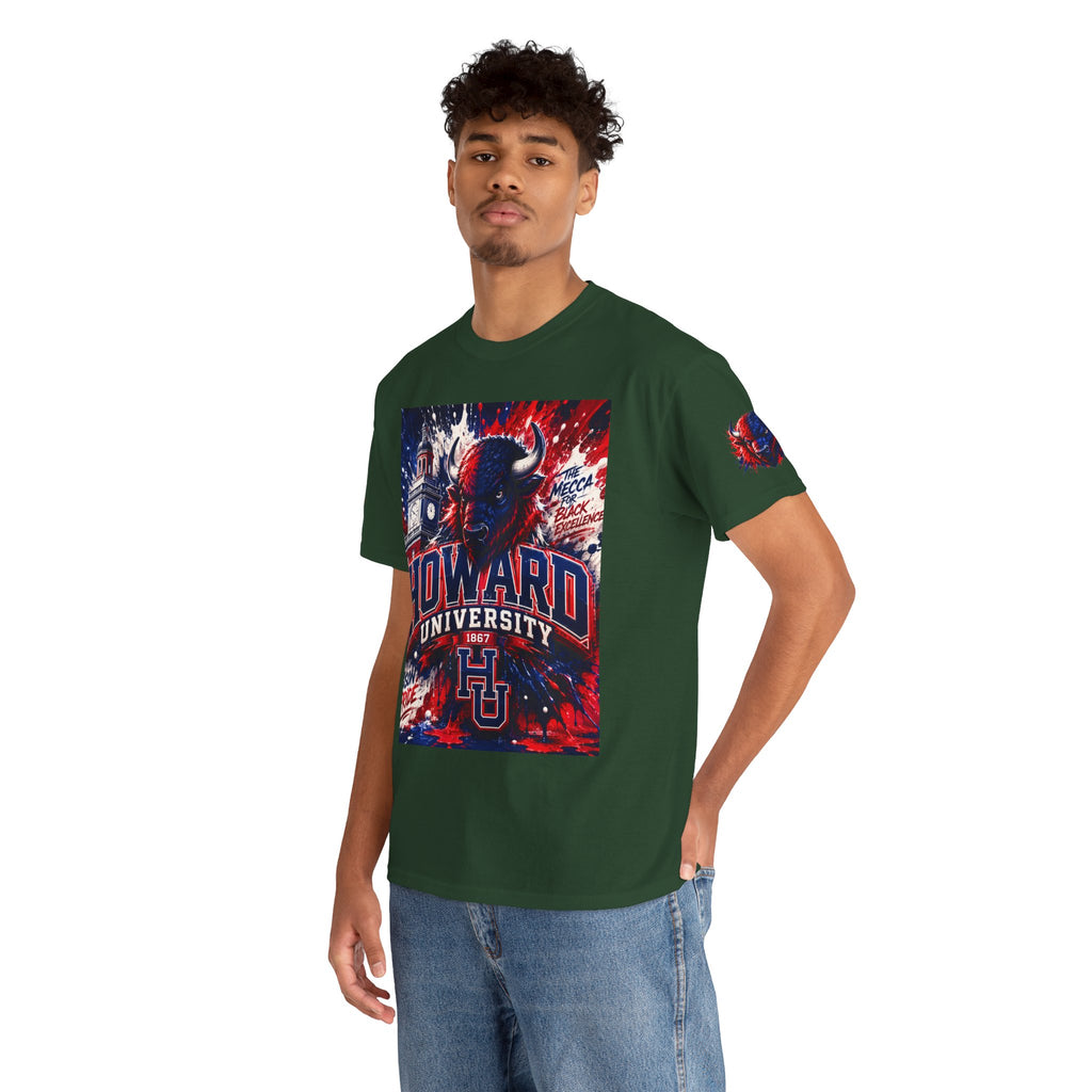 Howard University Buffalo Spirit Tee — HU Bison Red & Blue Campus Shirt