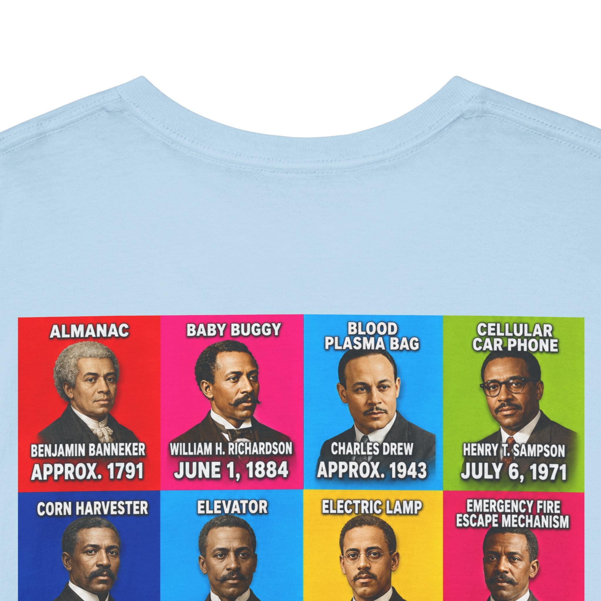 Black inventors Grid T‑Shirt — Colorful Historical Portraits Tee