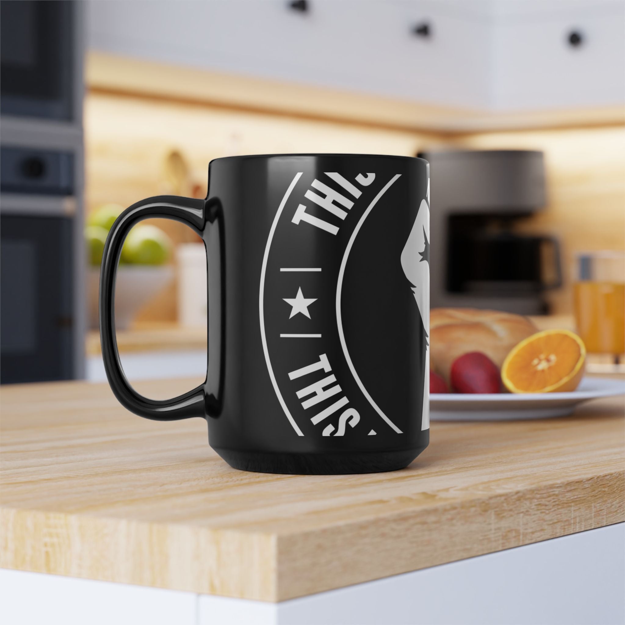 Solidarity Fist Mug — Black Coffee Cup with Raised Fist Design