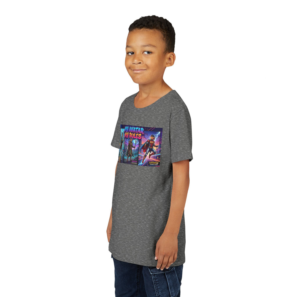 Youth Tee — “MY AVATAR MY RULES” Customizable Character Graphic
