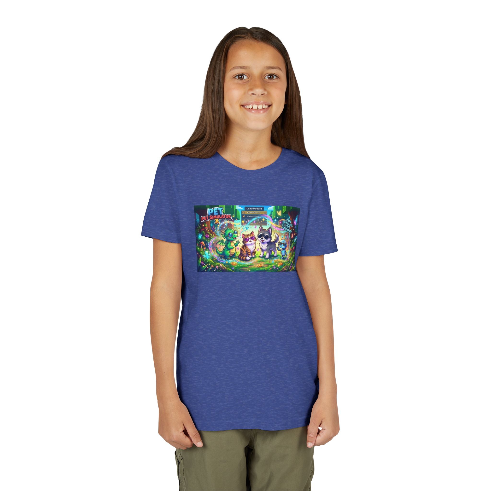 Cute Fantasy Pets Sunglasses Tee — Dragon, Cat, Wolf & Robot Pets