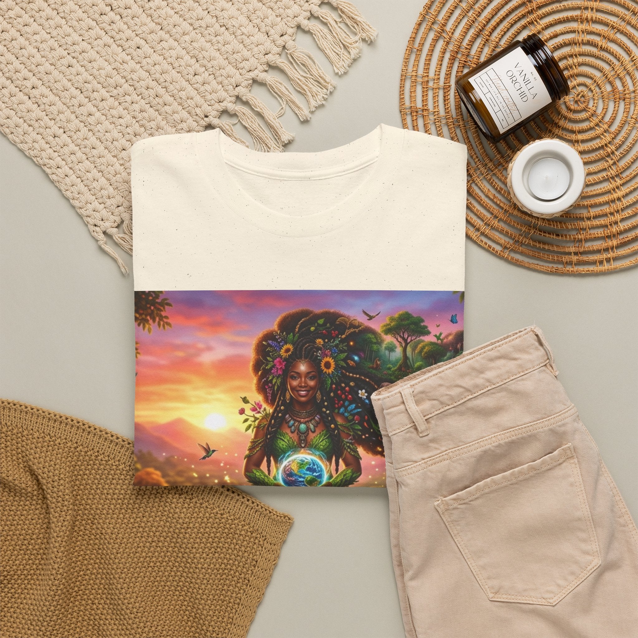 Earth Goddess T-Shirt — Vibrant Floral Nature Mother Graphic Tee