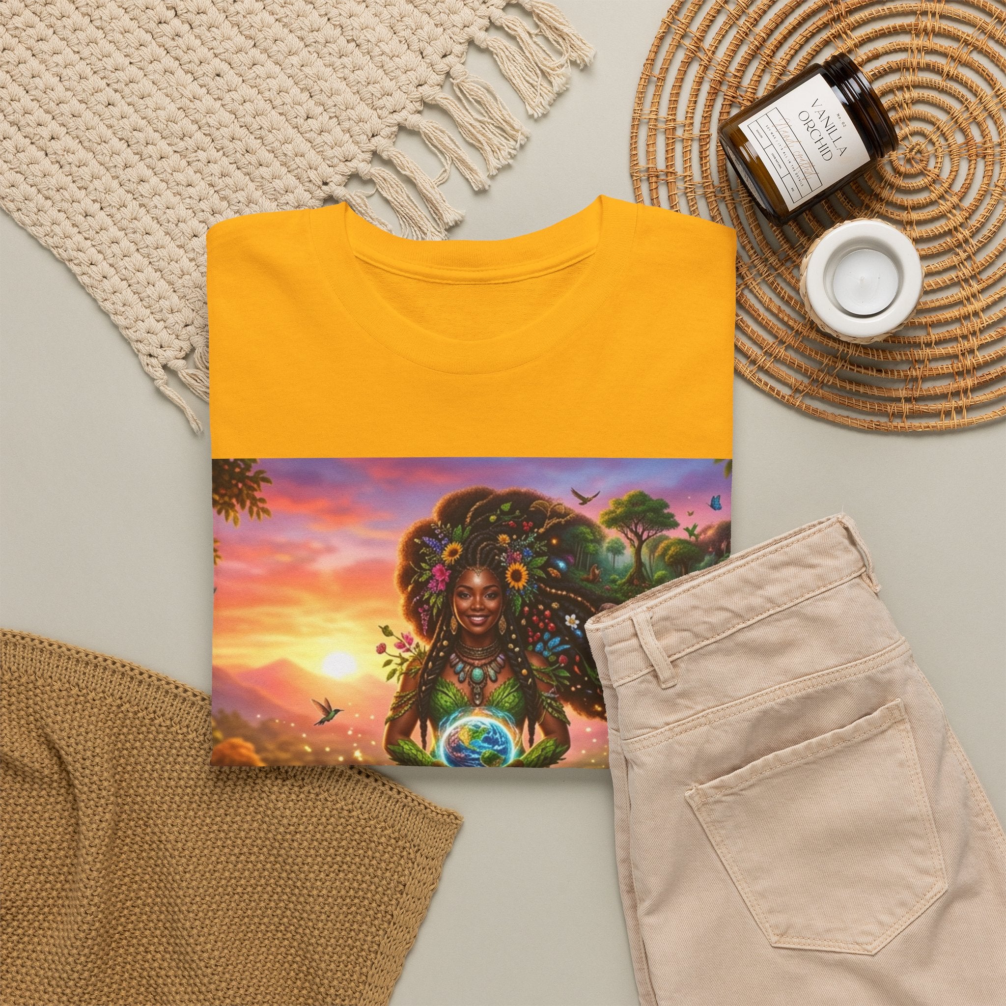 Earth Goddess T-Shirt — Vibrant Floral Nature Mother Graphic Tee