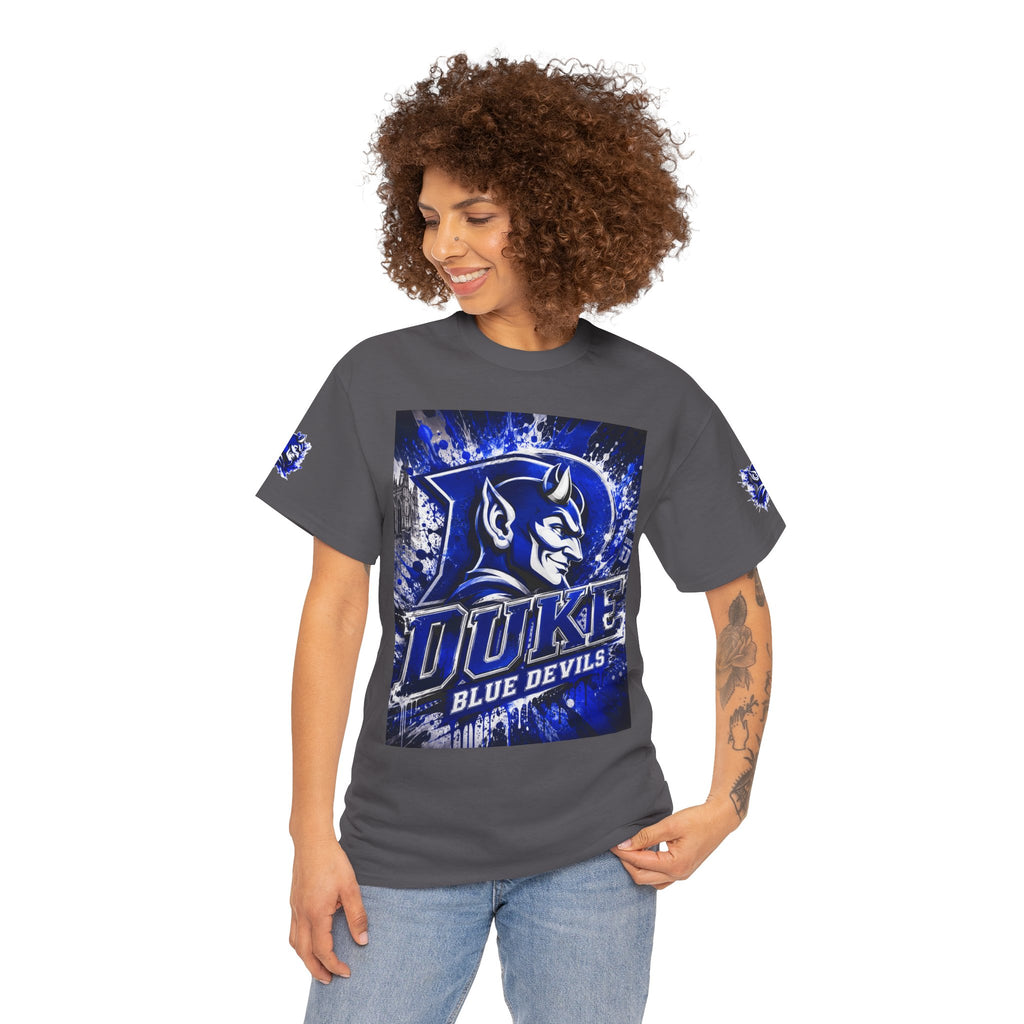 Duke Blue Devils Graphic Tee — Splatter Devil Logo T‑Shirt