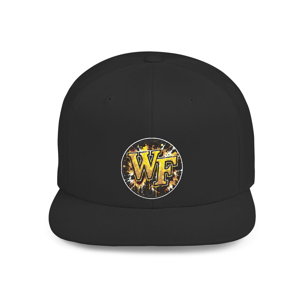 Snapback Hat — WF Gold Leopard Logo Flat Bill Cap