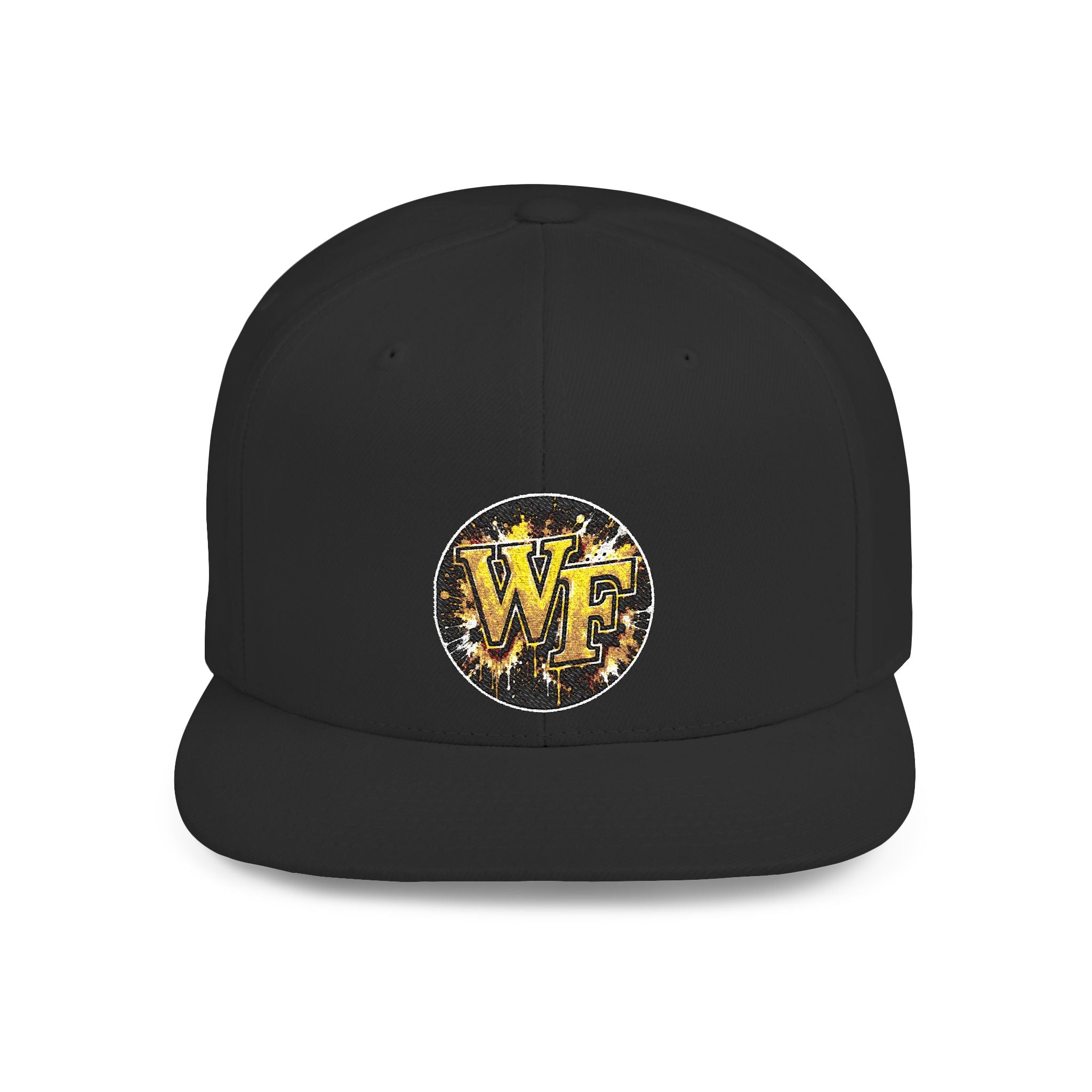 Snapback Hat — WF Gold Leopard Logo Flat Bill Cap