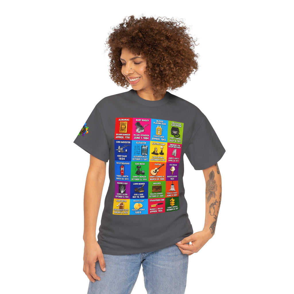 Black inventors Grid T‑Shirt — Colorful Historical Portraits Tee