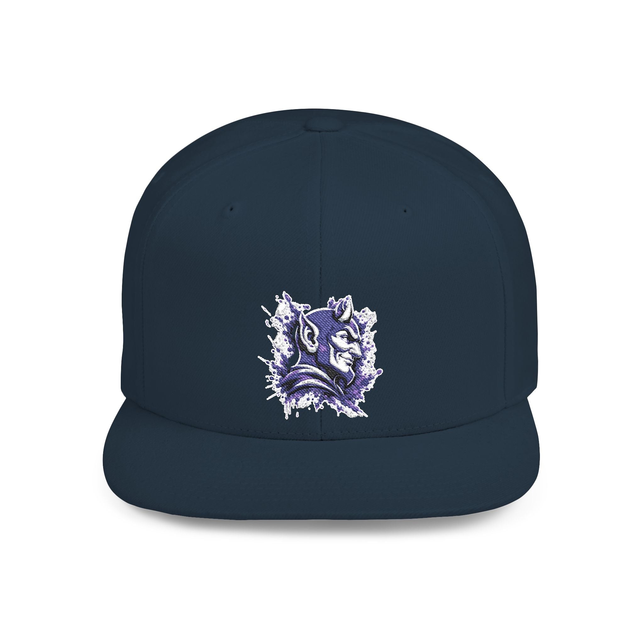 Snapback Hat — Abstract Purple Splash Crown Embroidered Flat Bill