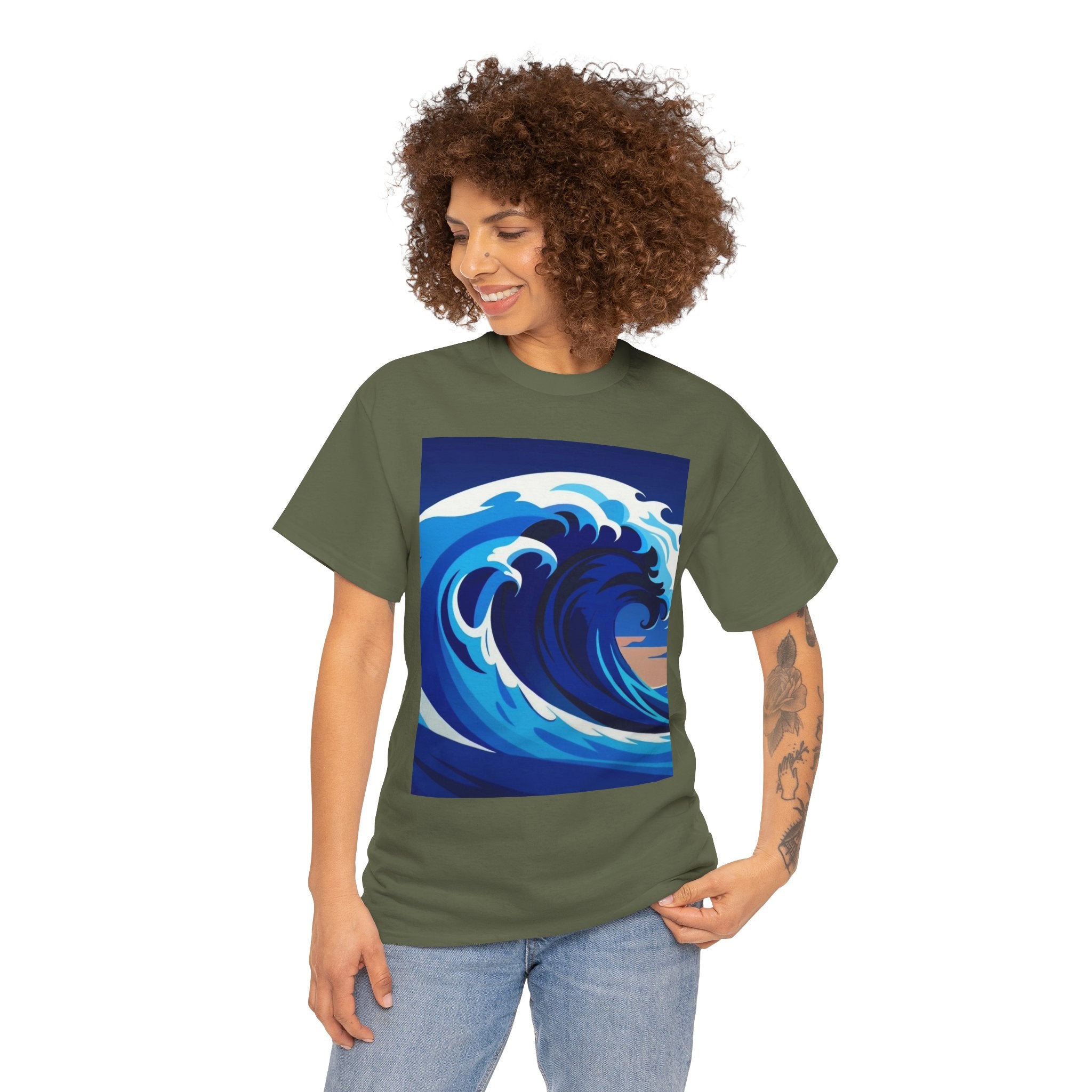 T-Shirt — Coastal Wave Graphic Tee (Ocean Sunset Wave Art)