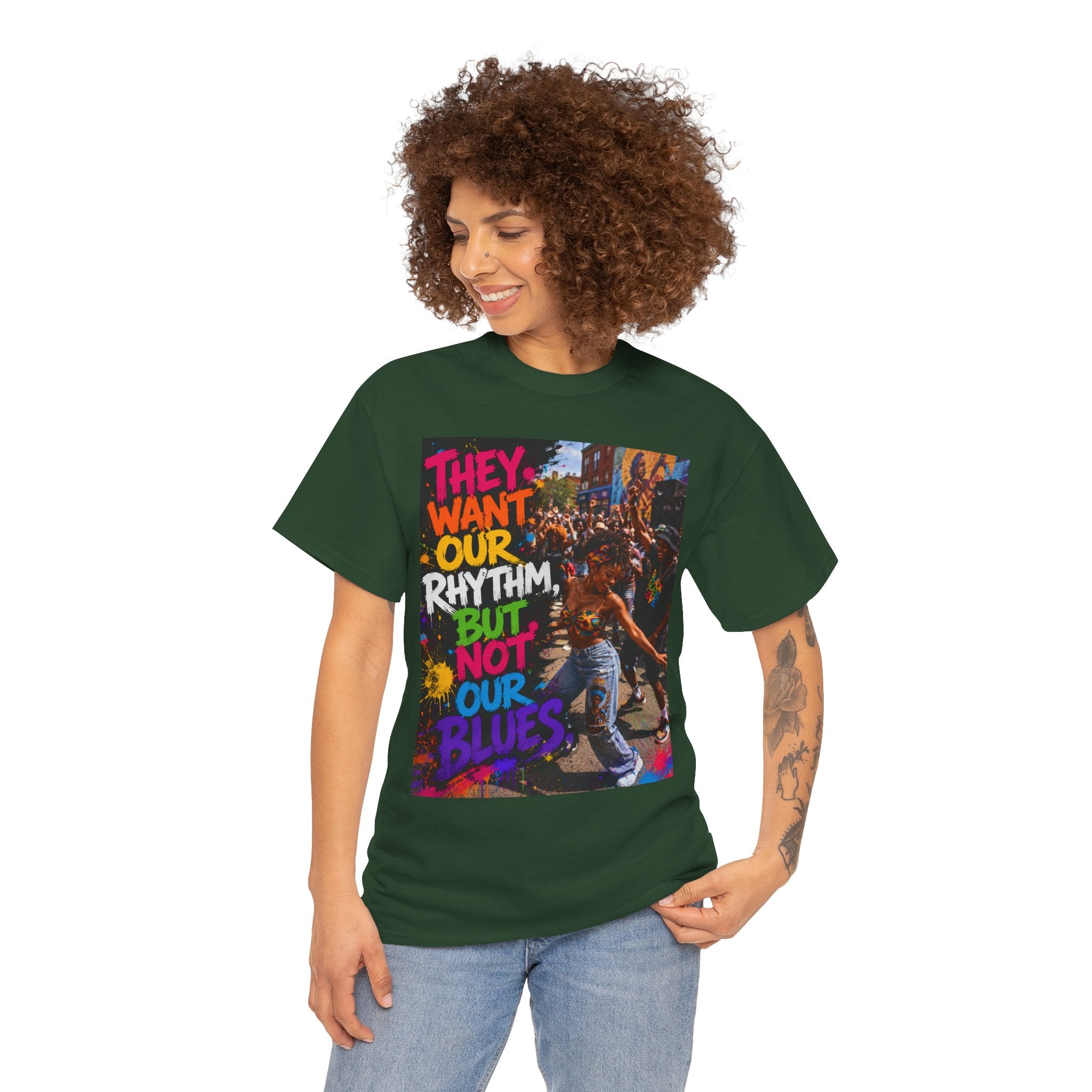 They Want Our Rhythm But Not Our Blues Tee — Black Power Fist Social Justice T-Shirt