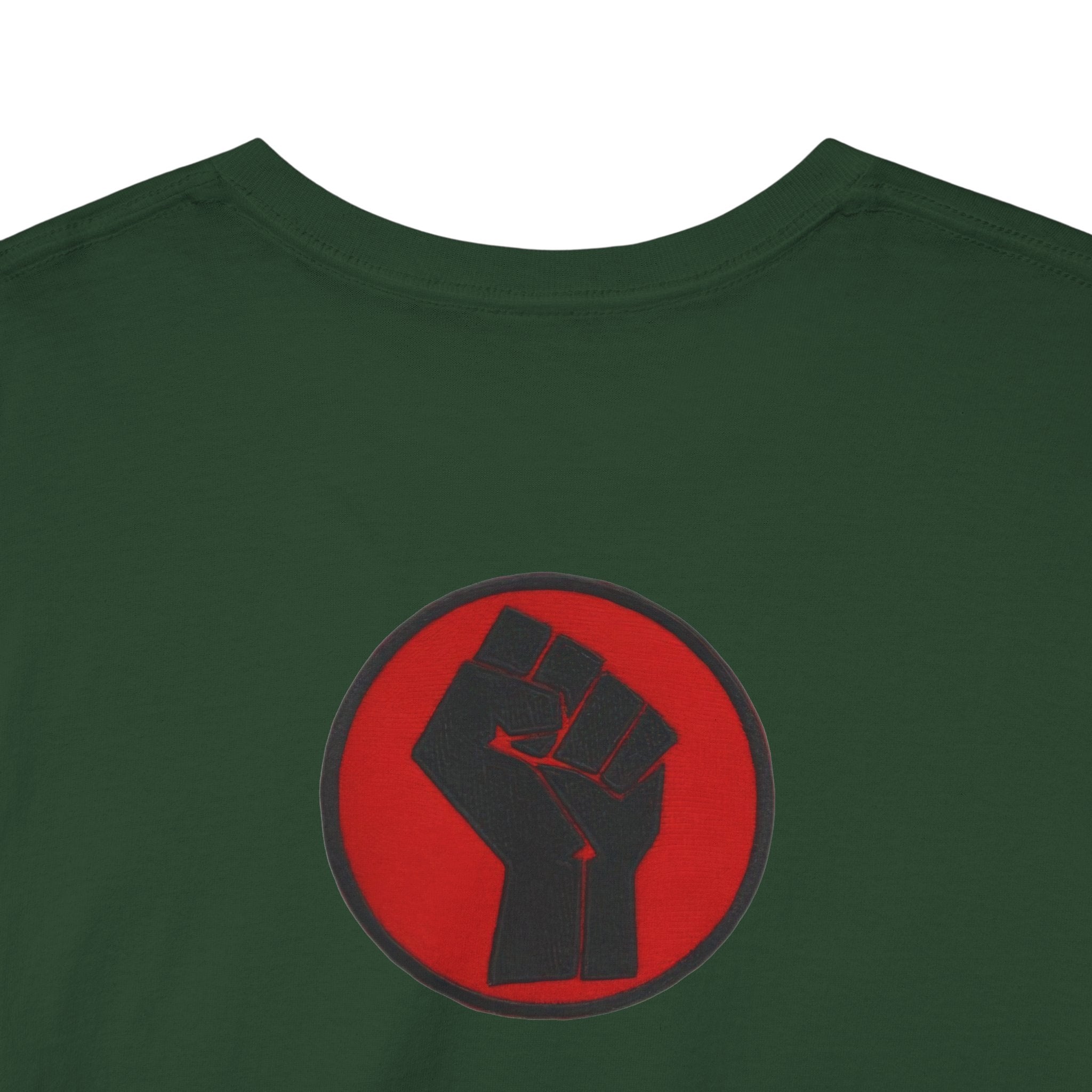 Basketball Jumpman Tee — Retro Skyline Graphic T-Shirt with Red Fist Back Emblem