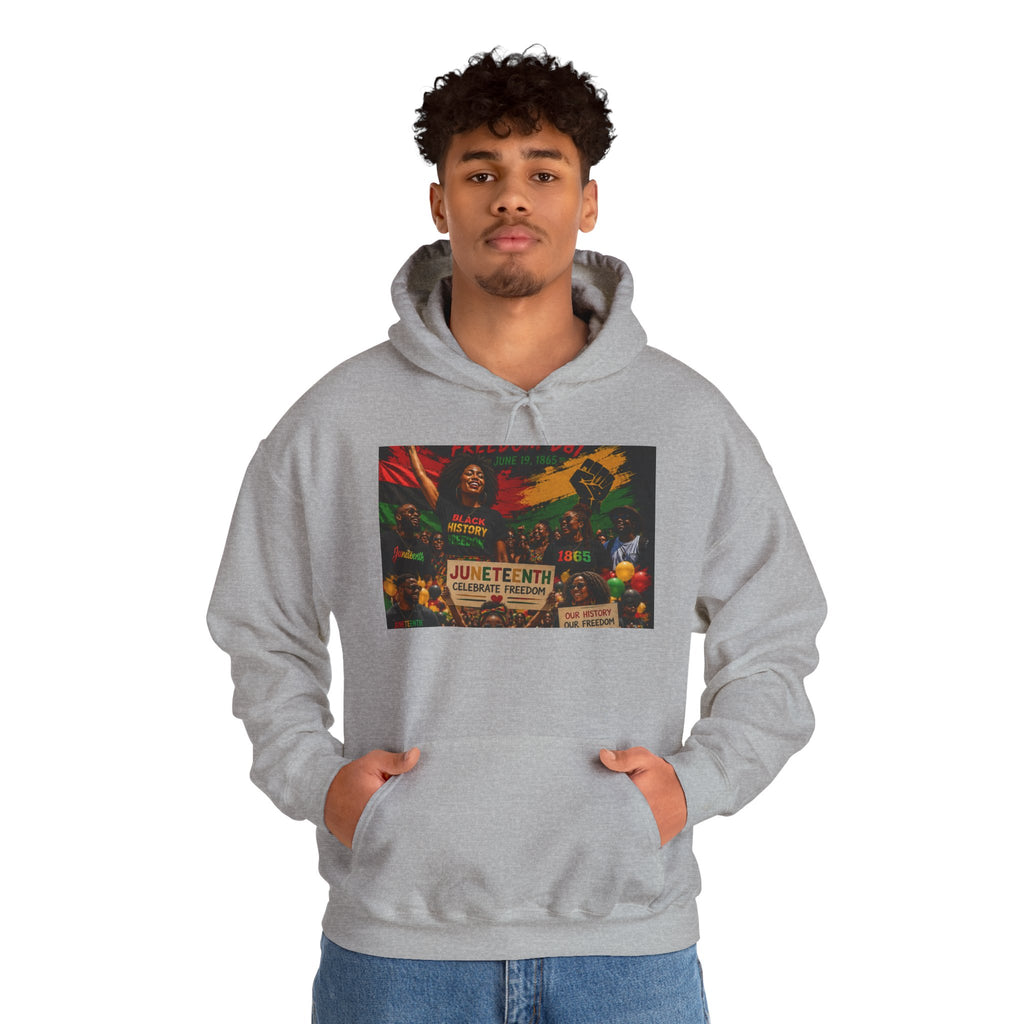 Juneteenth Celebration Hoodie — Juneteenth 1865 Freedom Retro Graphic Hooded Sweatshirt
