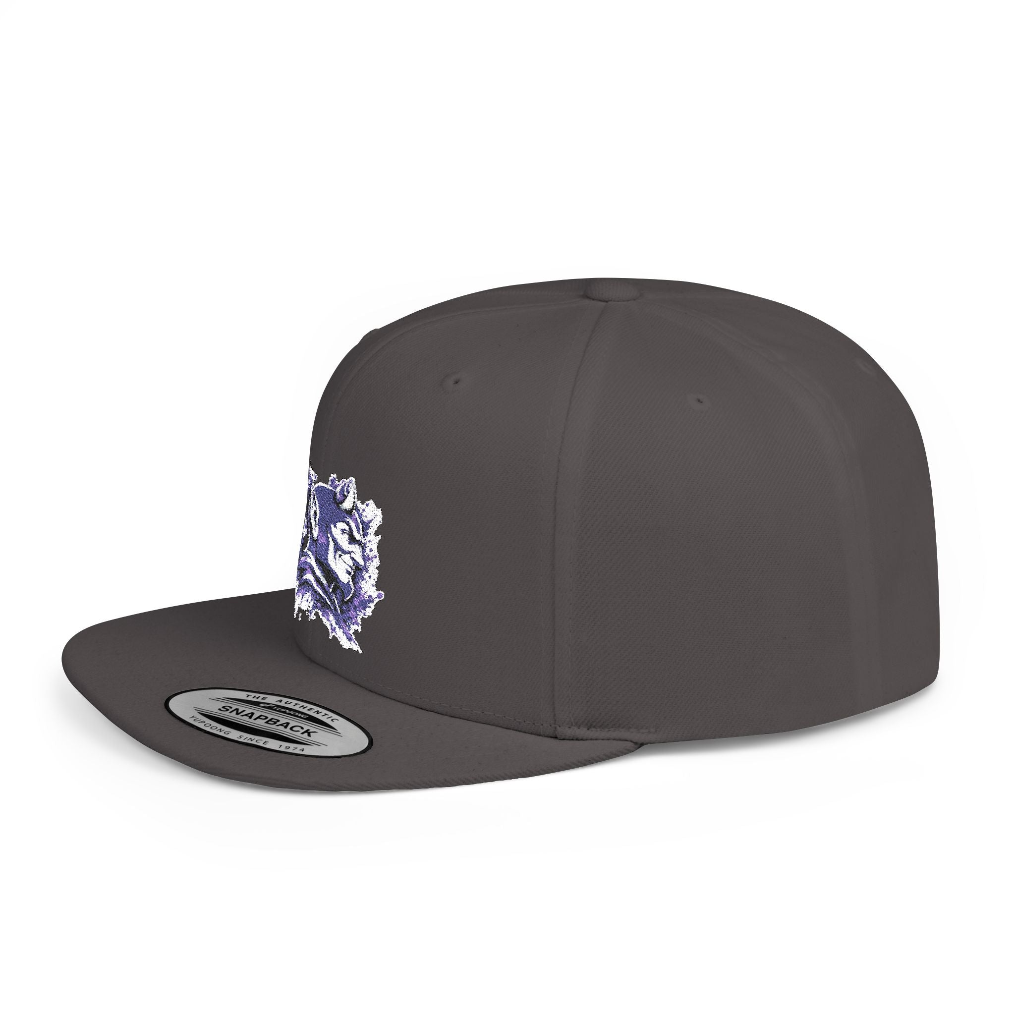 Snapback Hat — Abstract Purple Splash Crown Embroidered Flat Bill