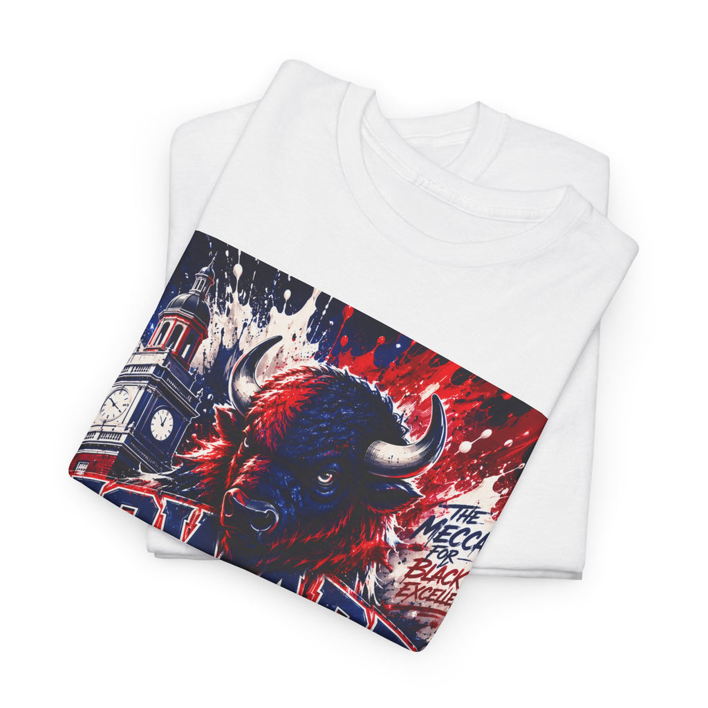 Howard University Buffalo Spirit Tee — HU Bison Red & Blue Campus Shirt