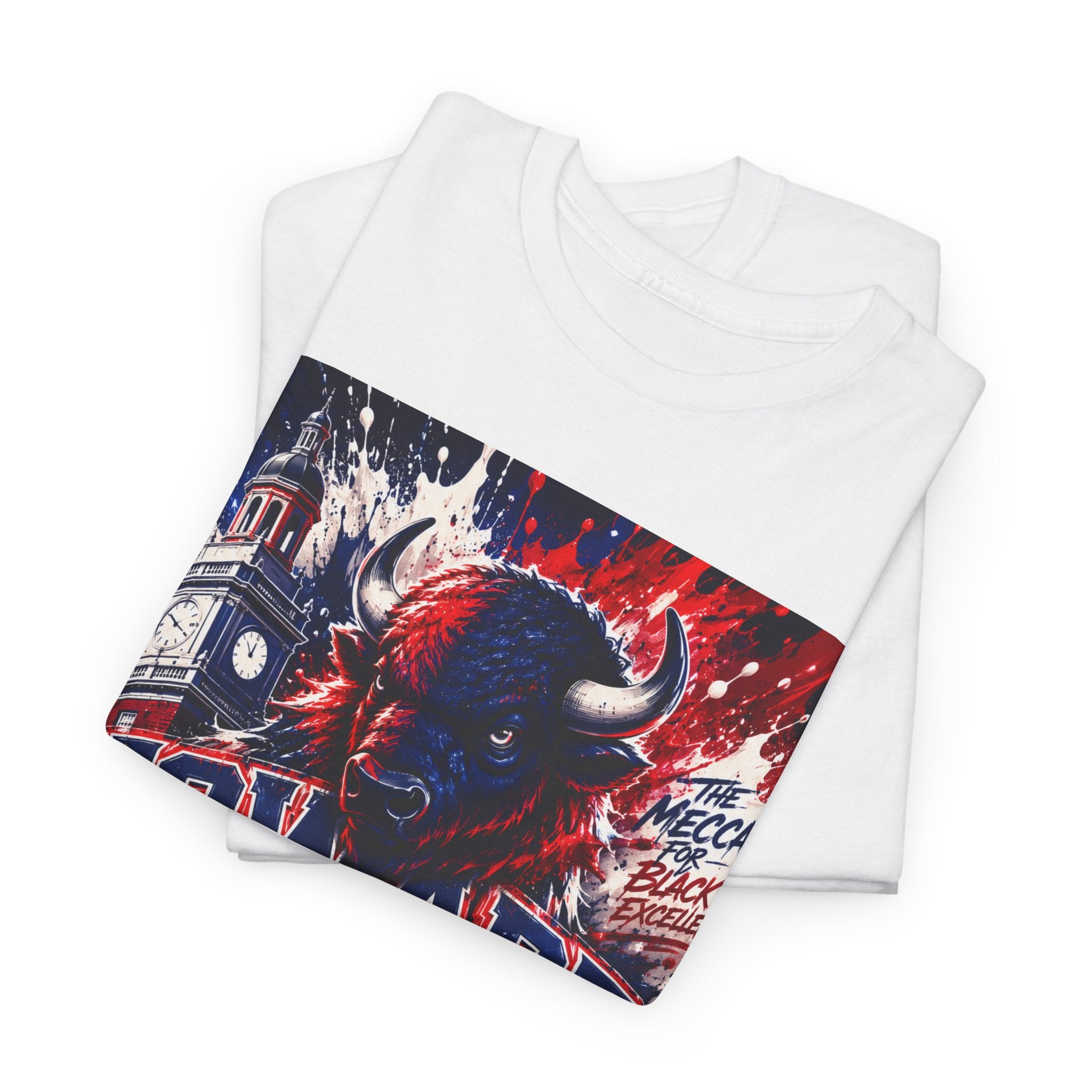 Howard University Buffalo Spirit Tee — HU Bison Red & Blue Campus Shirt