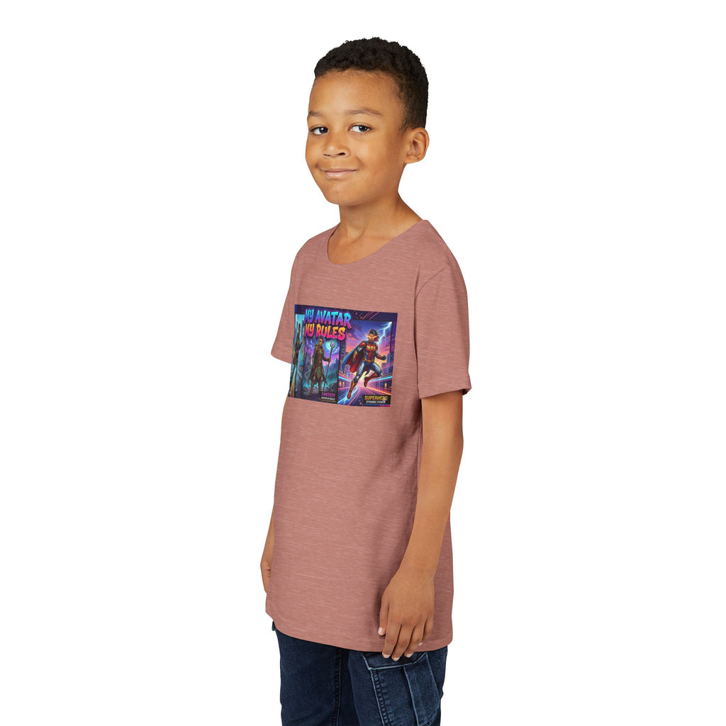 Youth Tee — “MY AVATAR MY RULES” Customizable Character Graphic