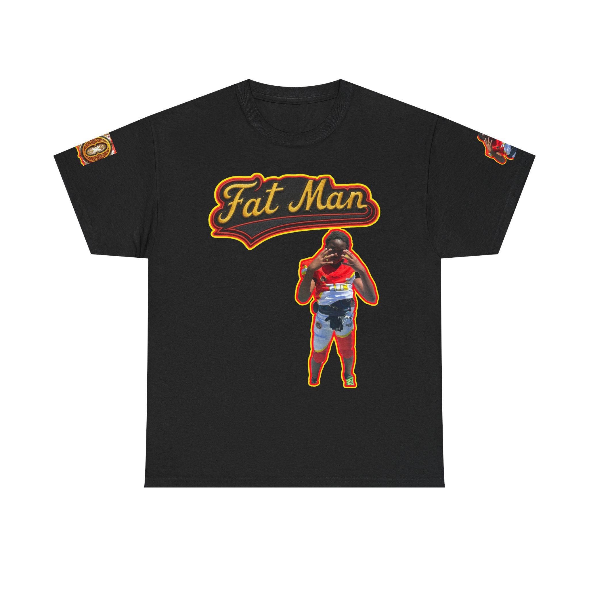 Fat Man Graphic Tee — Retro Boxing Design with '10' Back Patch