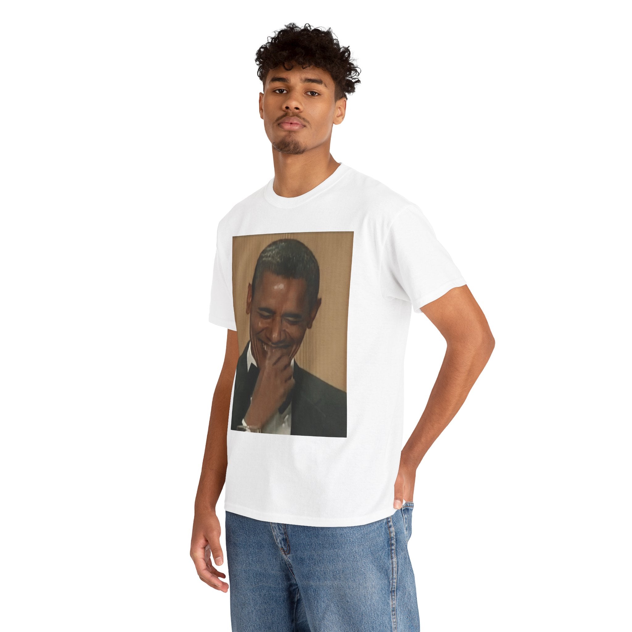 Laughing President Photo Tee — Vintage Smile Graphic T-Shirt