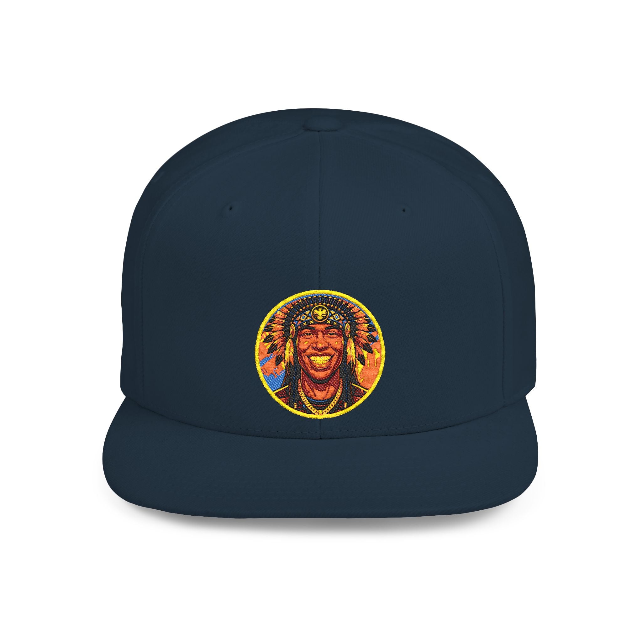 Snapback Hat — Vibrant Tribal Lion Patch Flat Bill Cap