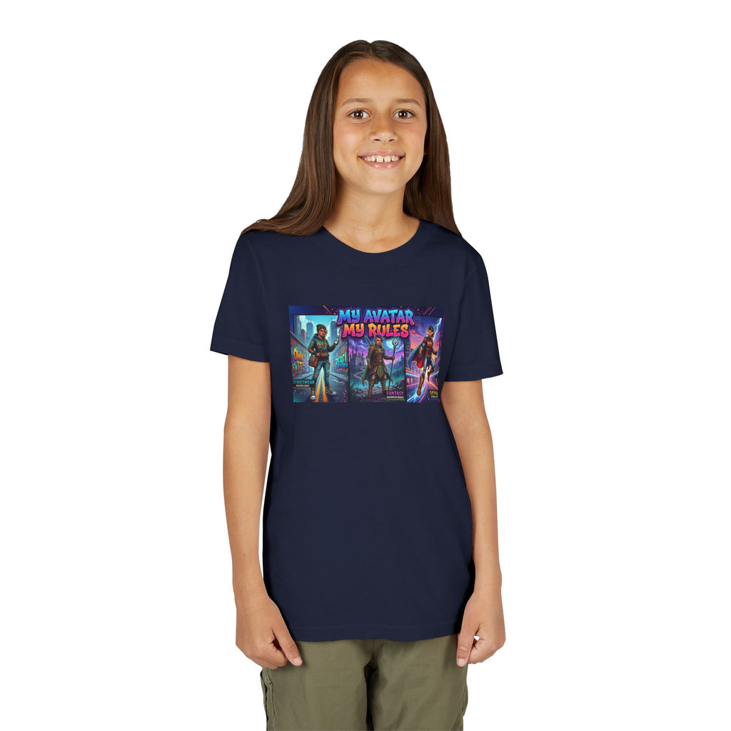 Youth Tee — “MY AVATAR MY RULES” Customizable Character Graphic