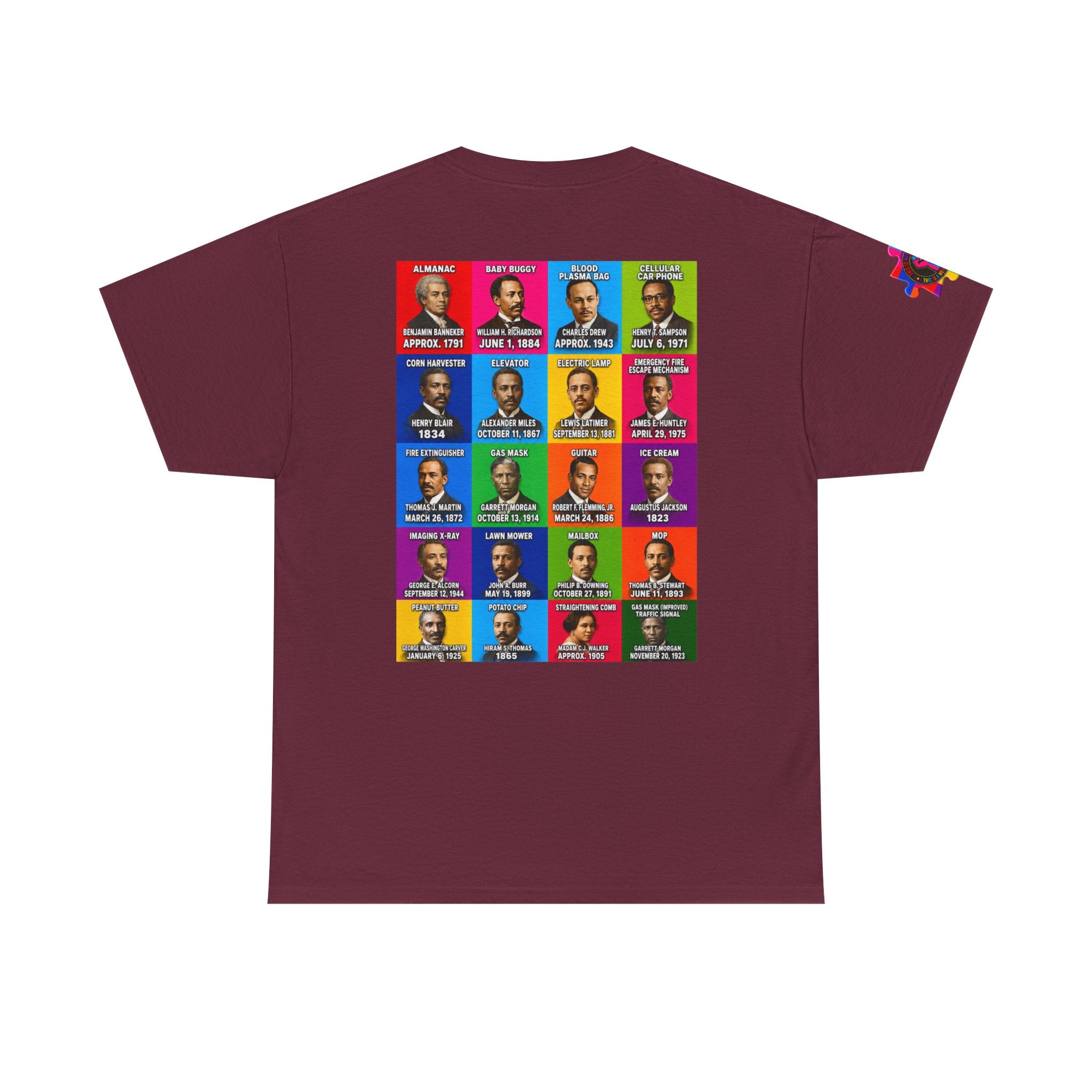 Black inventors Grid T‑Shirt — Colorful Historical Portraits Tee