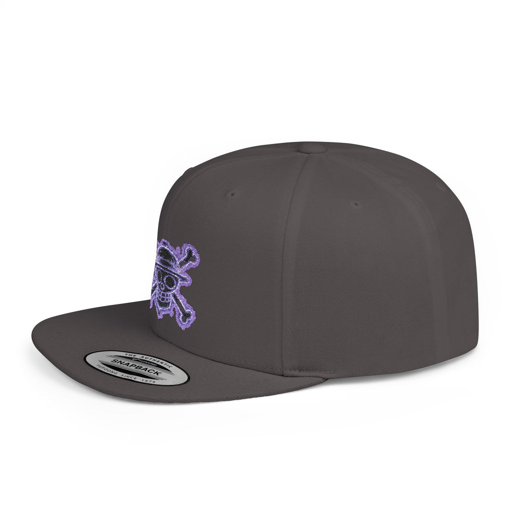 Purple Glitter Skull Snapback Hat - Flat Bill Adjustable Cap