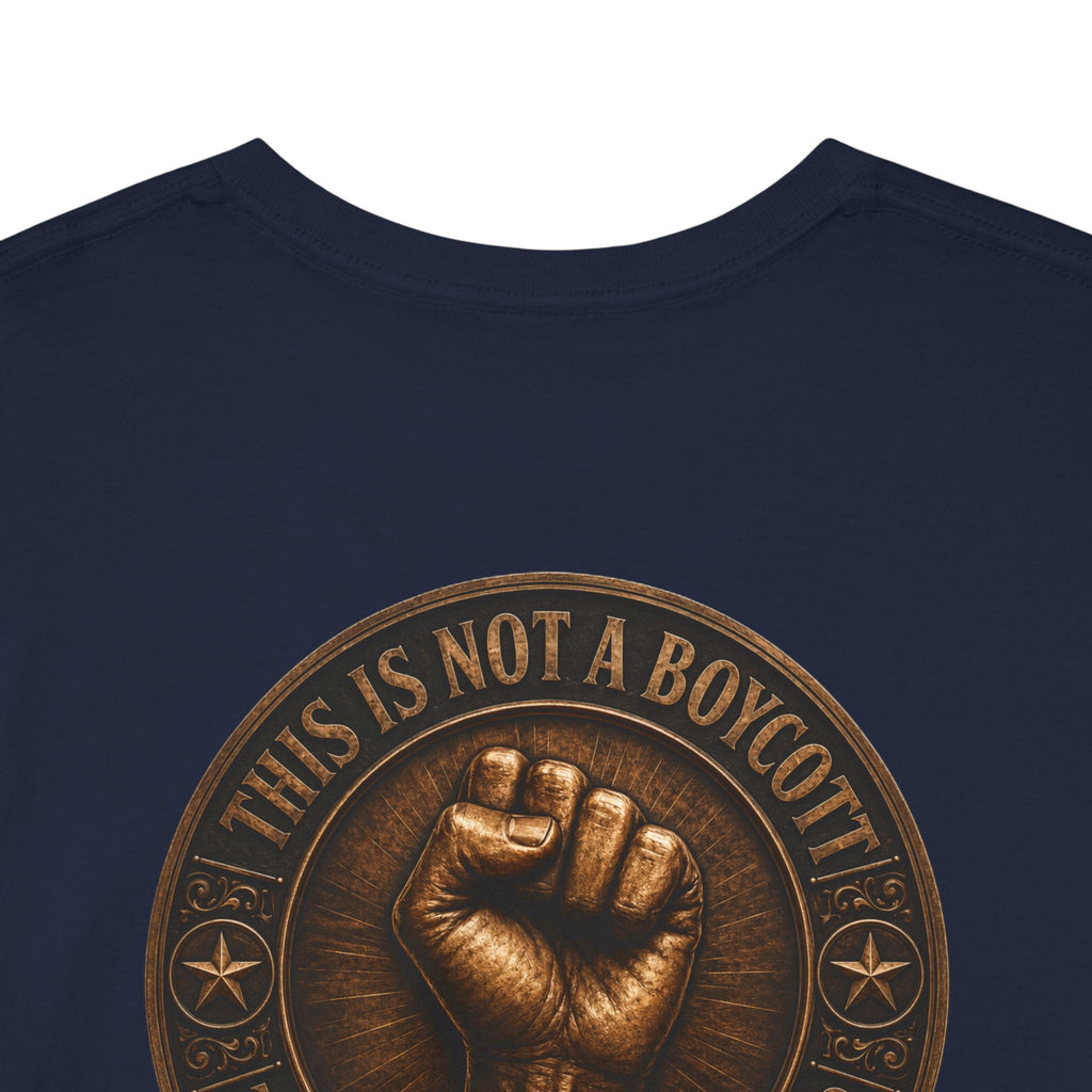 Graphic Tee — 'This Is Not A Boycott' Fist Emblem with Vintage Group Portrait