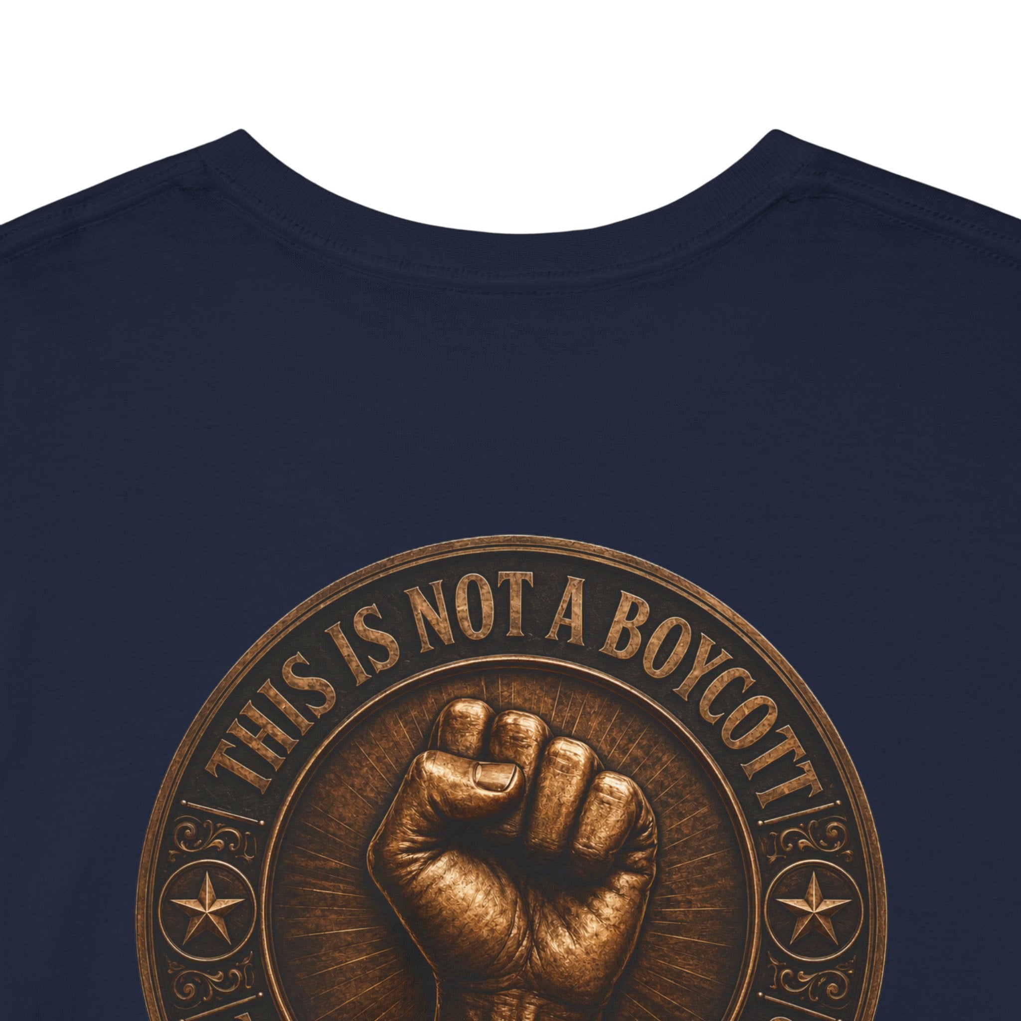Graphic Tee — 'This Is Not A Boycott' Fist Emblem with Vintage Group Portrait