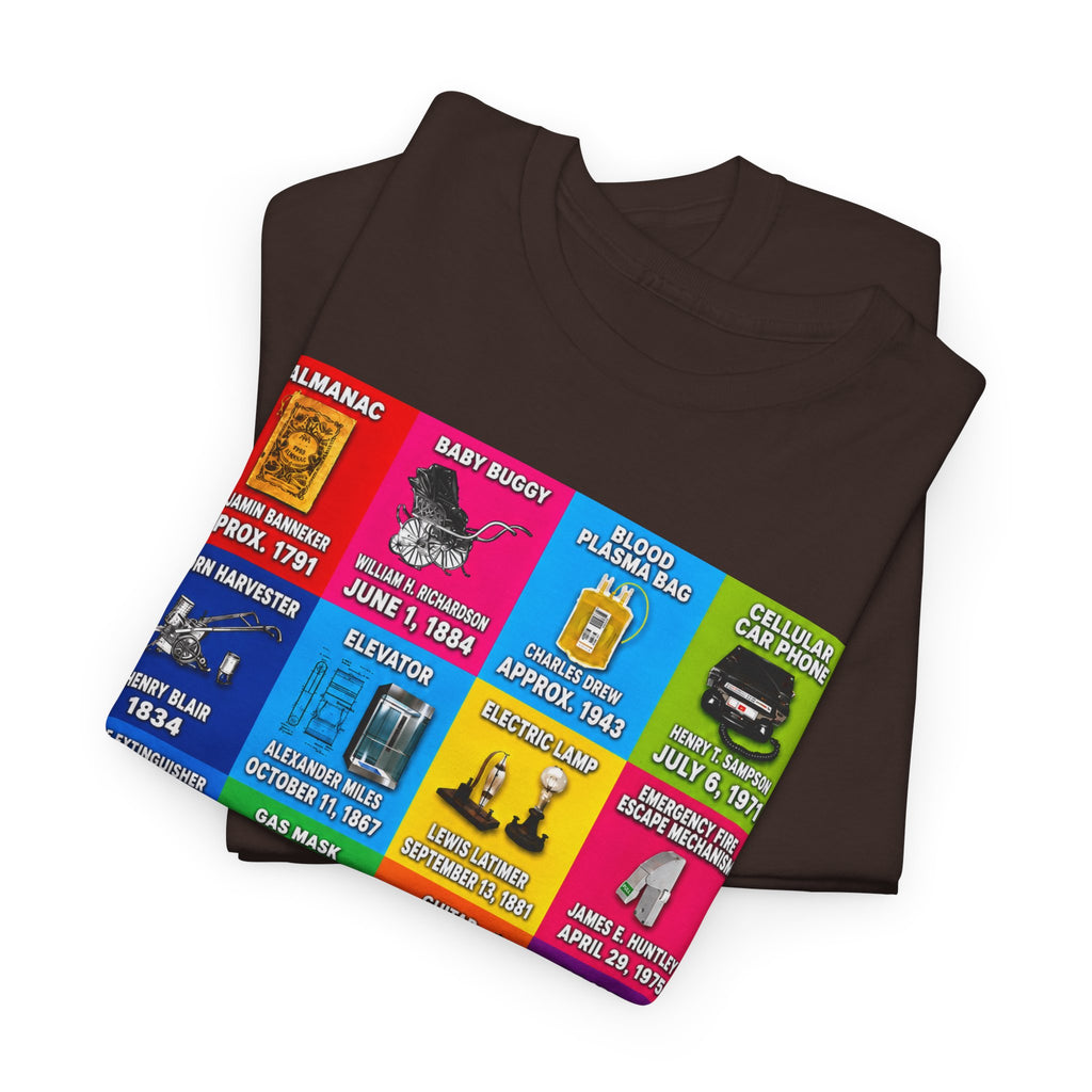 Black inventors Grid T‑Shirt — Colorful Historical Portraits Tee
