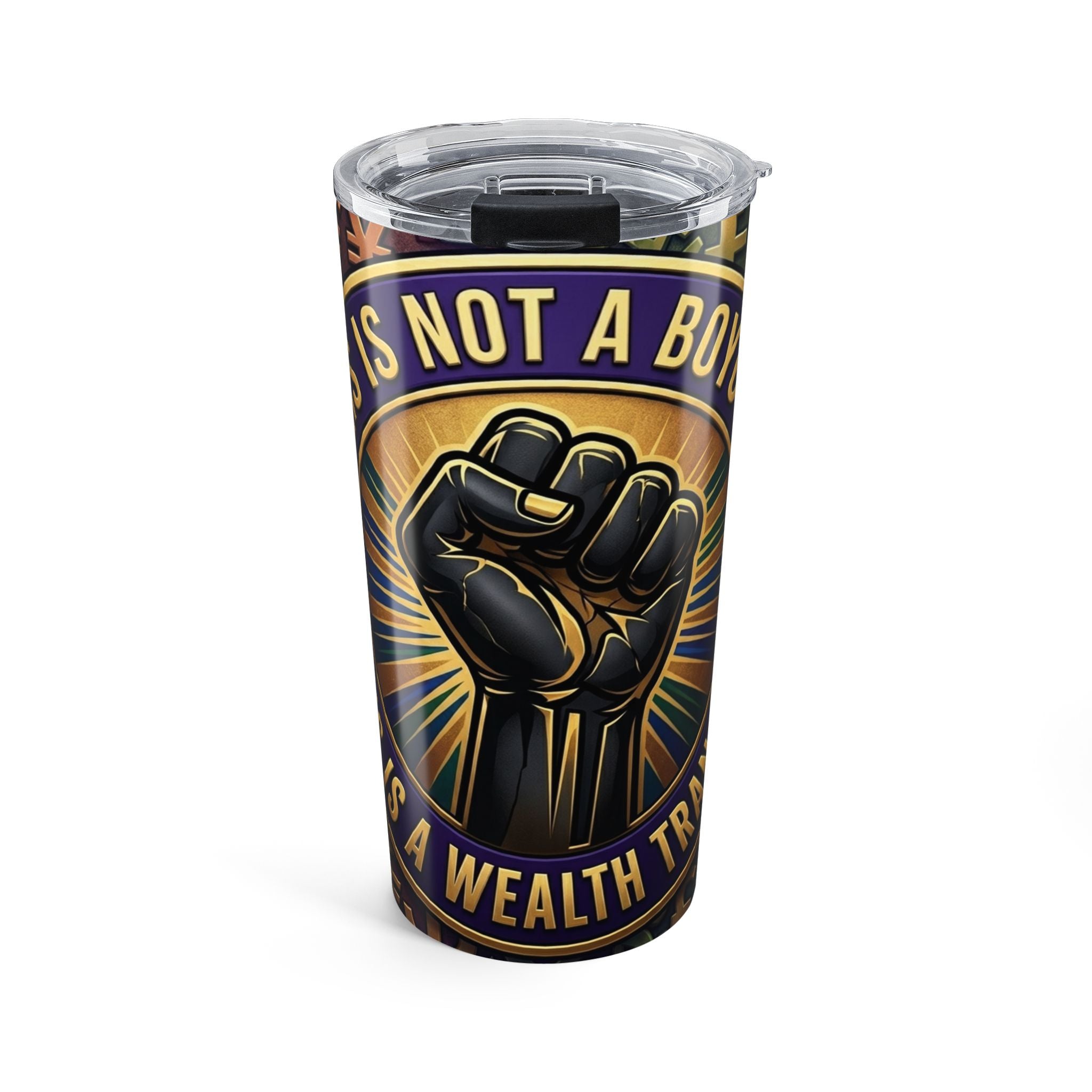 20oz Tumbler — "This Is Not A Box" Black Power Fist Insulated Travel Cup