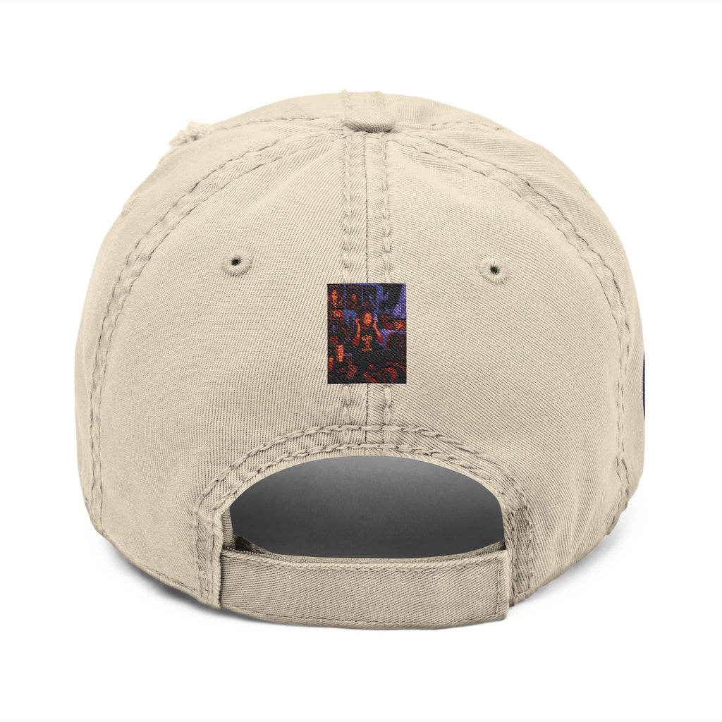 Distressed Embroidered Dad Hat — Raised Fist Logo (Purple)
