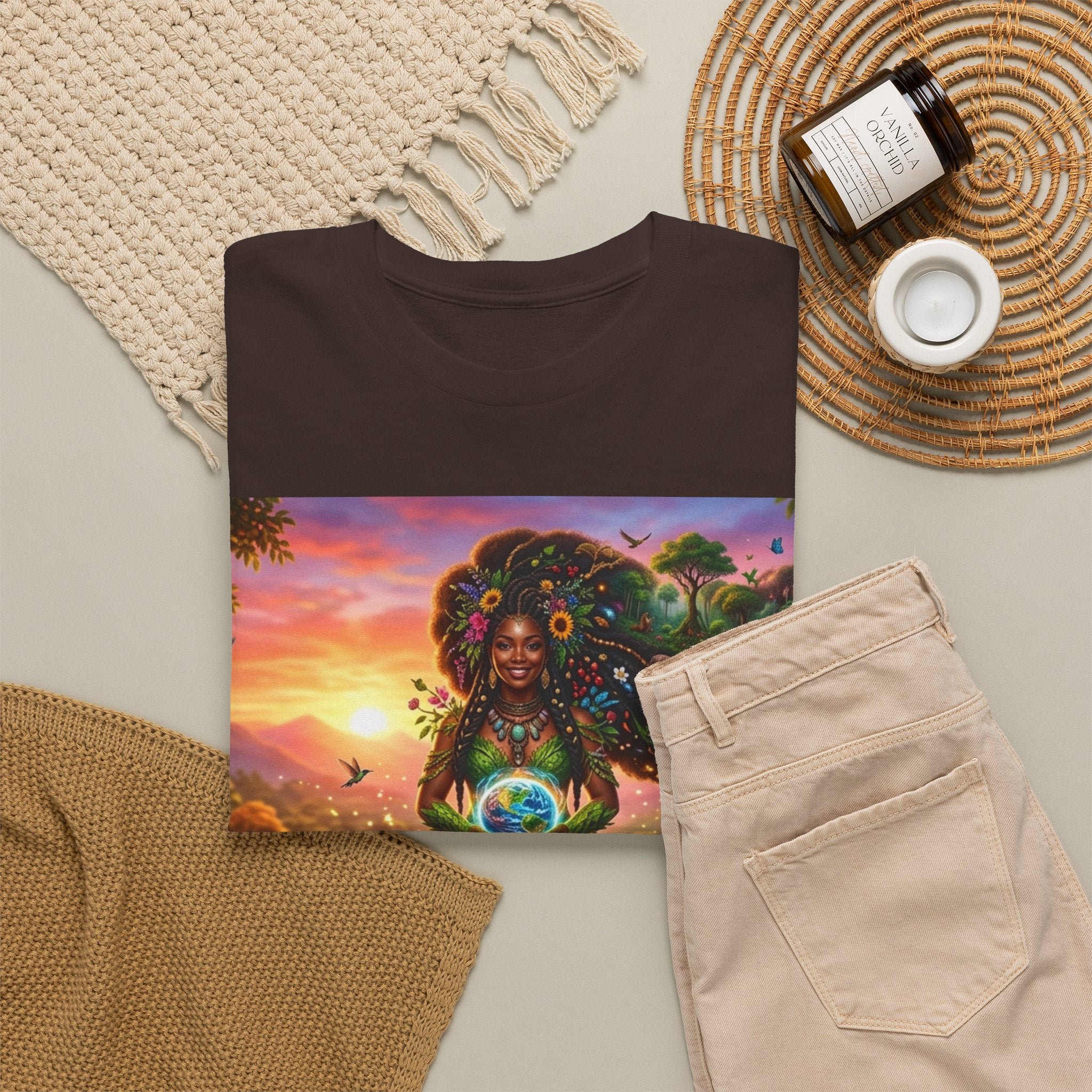 Earth Goddess T-Shirt — Vibrant Floral Nature Mother Graphic Tee