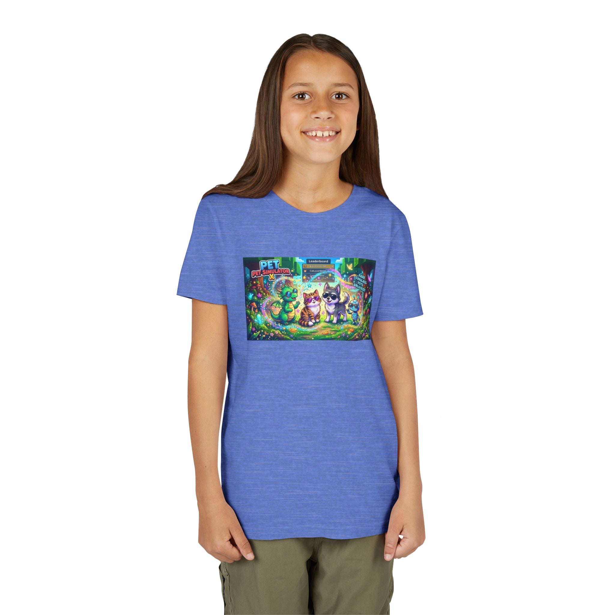 Cute Fantasy Pets Sunglasses Tee — Dragon, Cat, Wolf & Robot Pets