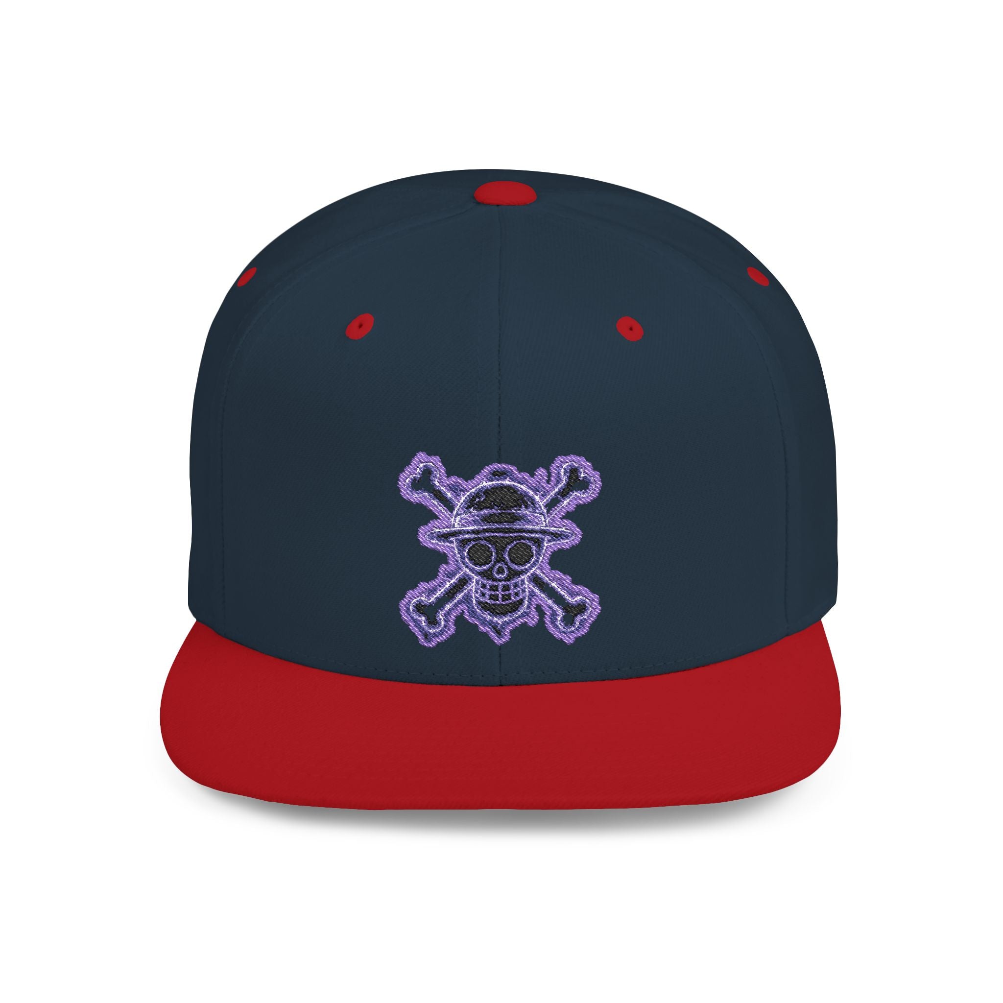 Purple Glitter Skull Snapback Hat - Flat Bill Adjustable Cap