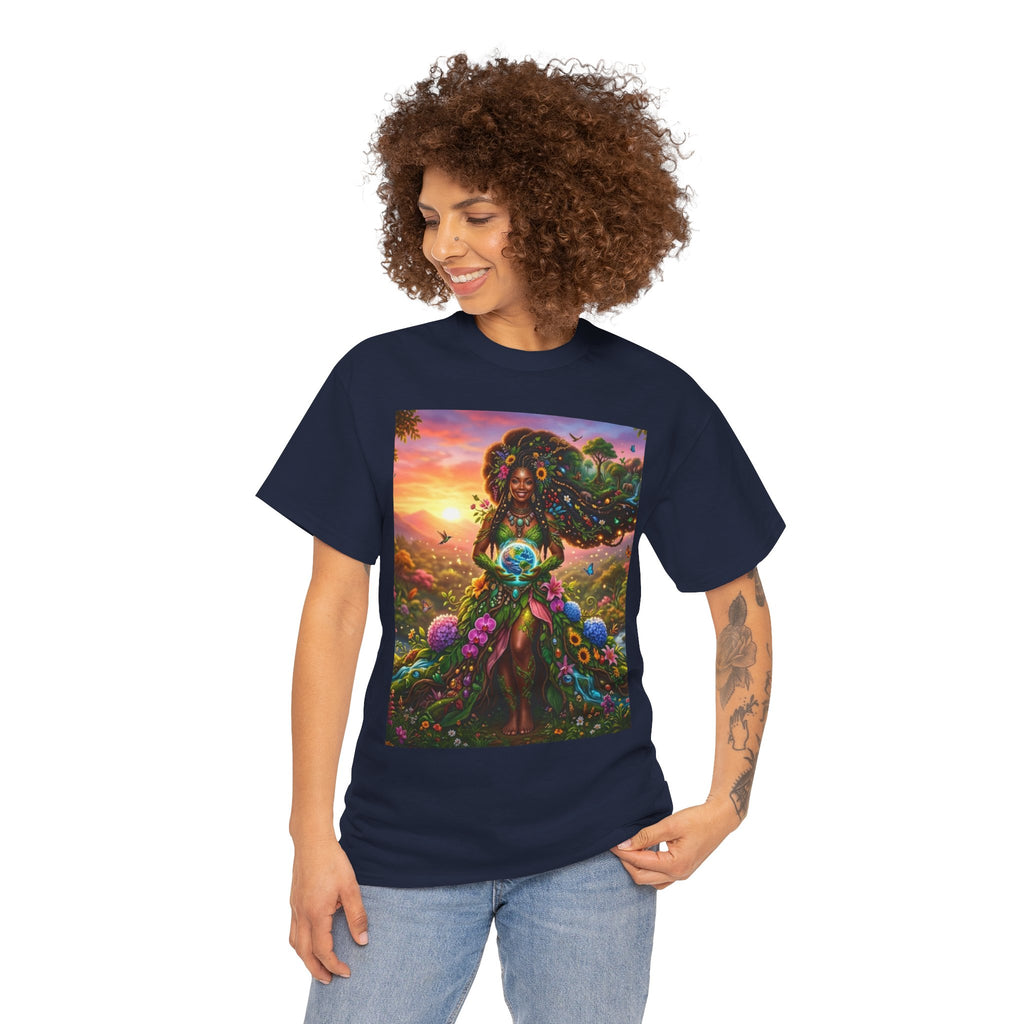 Earth Goddess T-Shirt — Vibrant Floral Nature Mother Graphic Tee