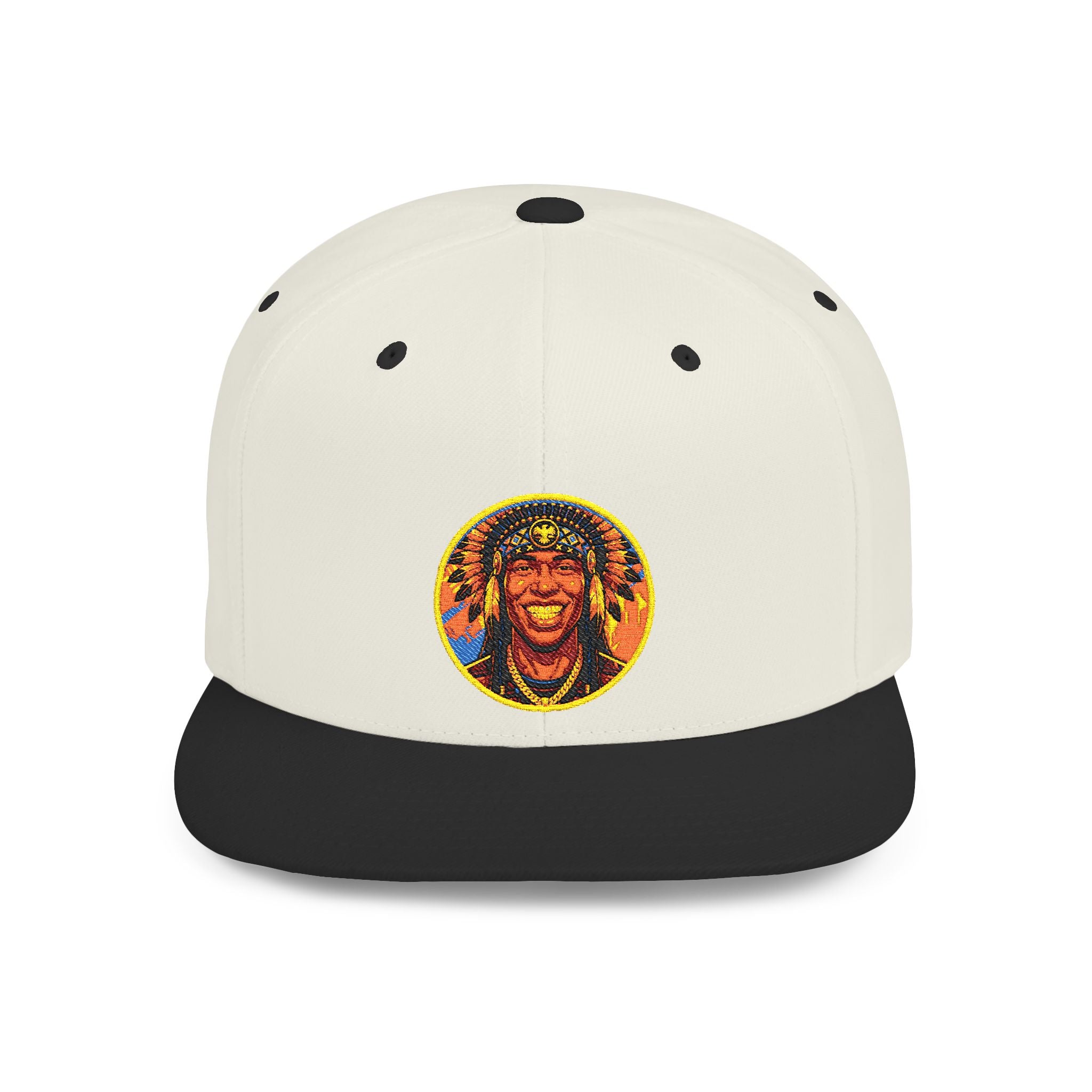 Snapback Hat — Vibrant Tribal Lion Patch Flat Bill Cap