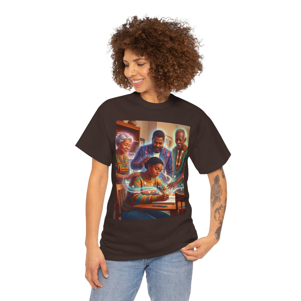 Black Family Study Night T-Shirt — Inspirational Afrofuturist Classroom Artwork
