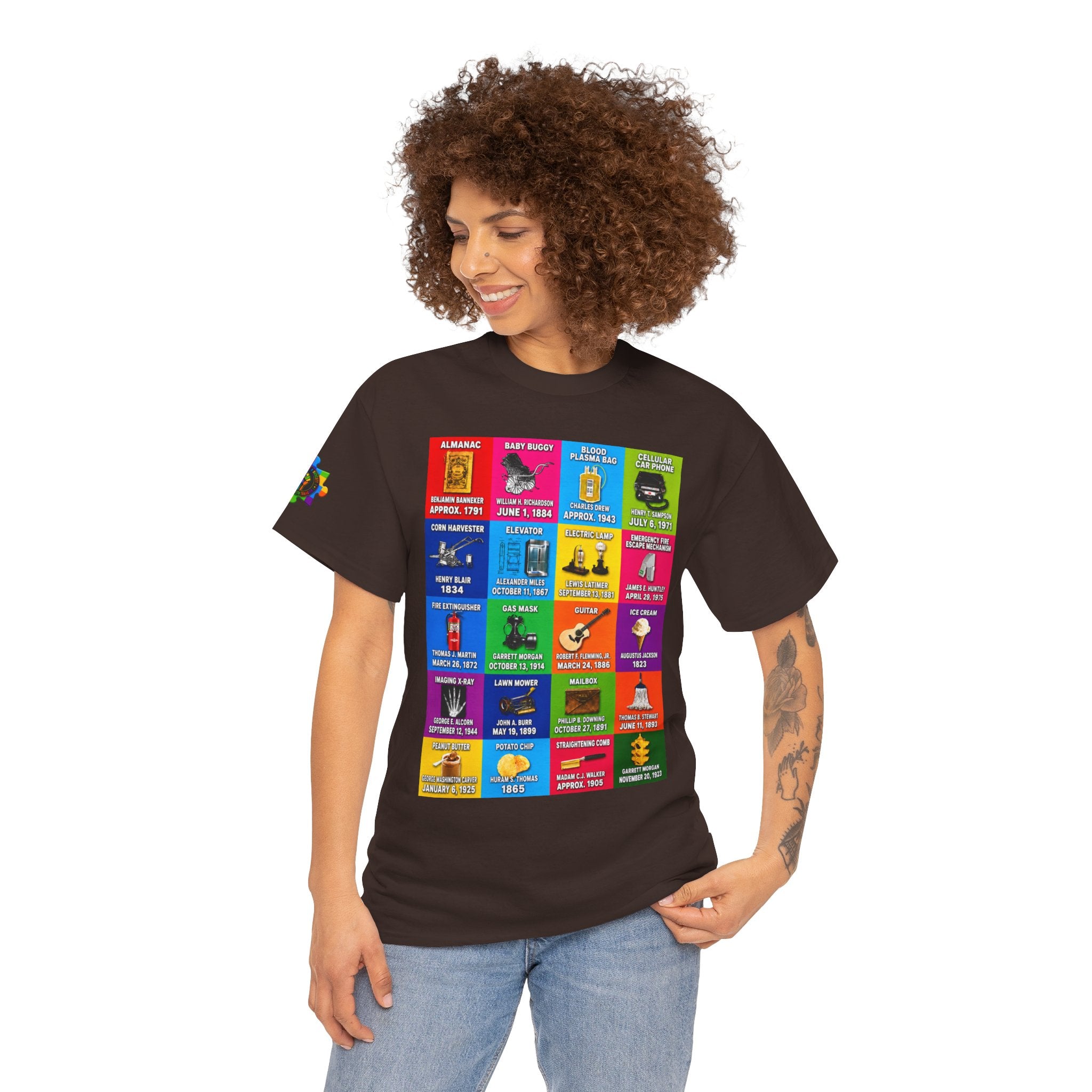 Black inventors Grid T‑Shirt — Colorful Historical Portraits Tee