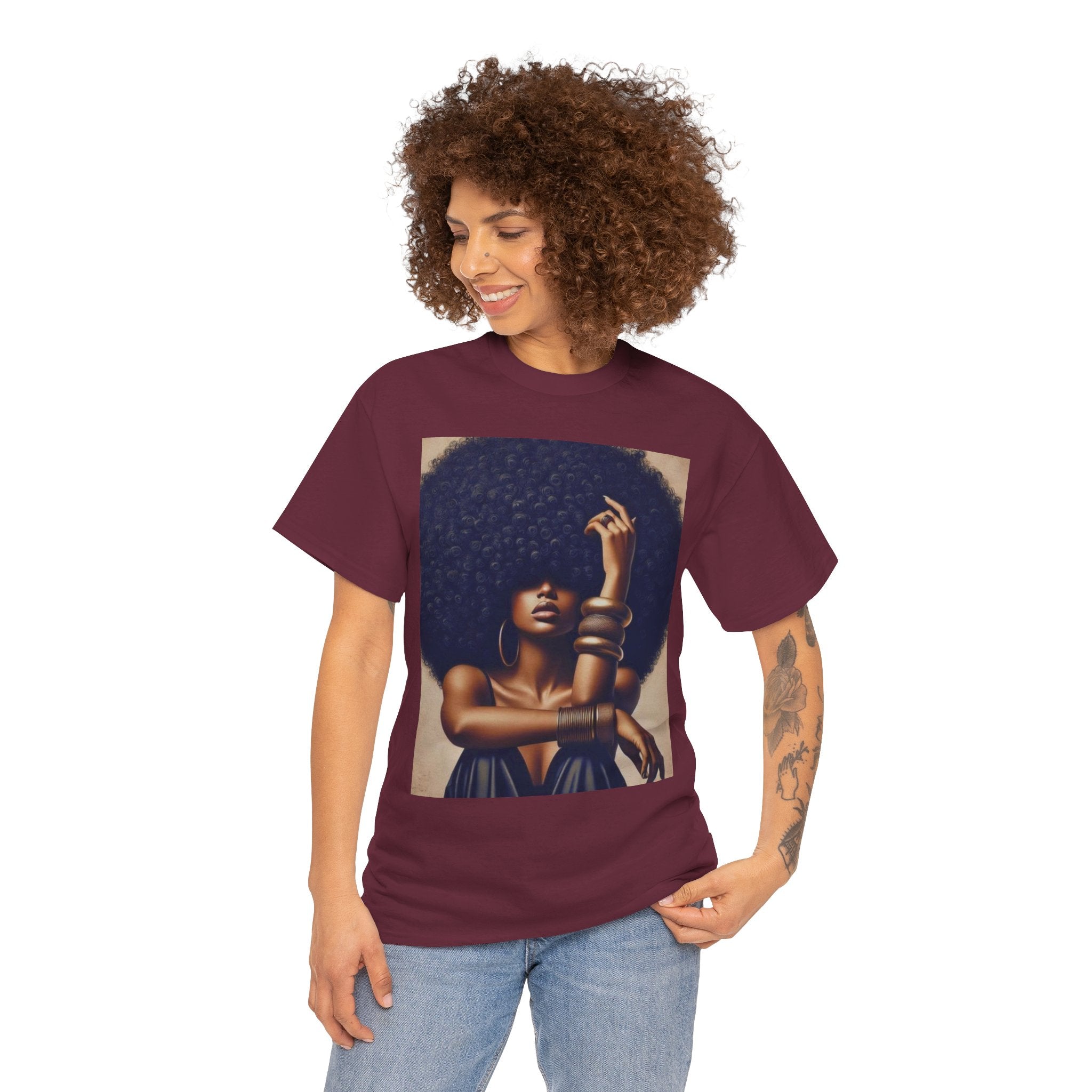 Afro Goddess Portrait Tee — Empowerment Graphic T-Shirt