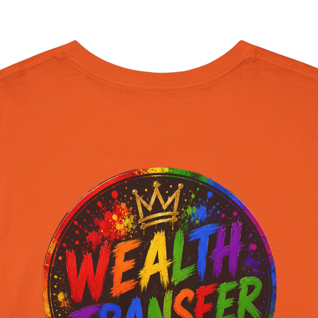 Wealth Transfer T-Shirt — Rainbow Graffiti Design (Back Fist Emblem)