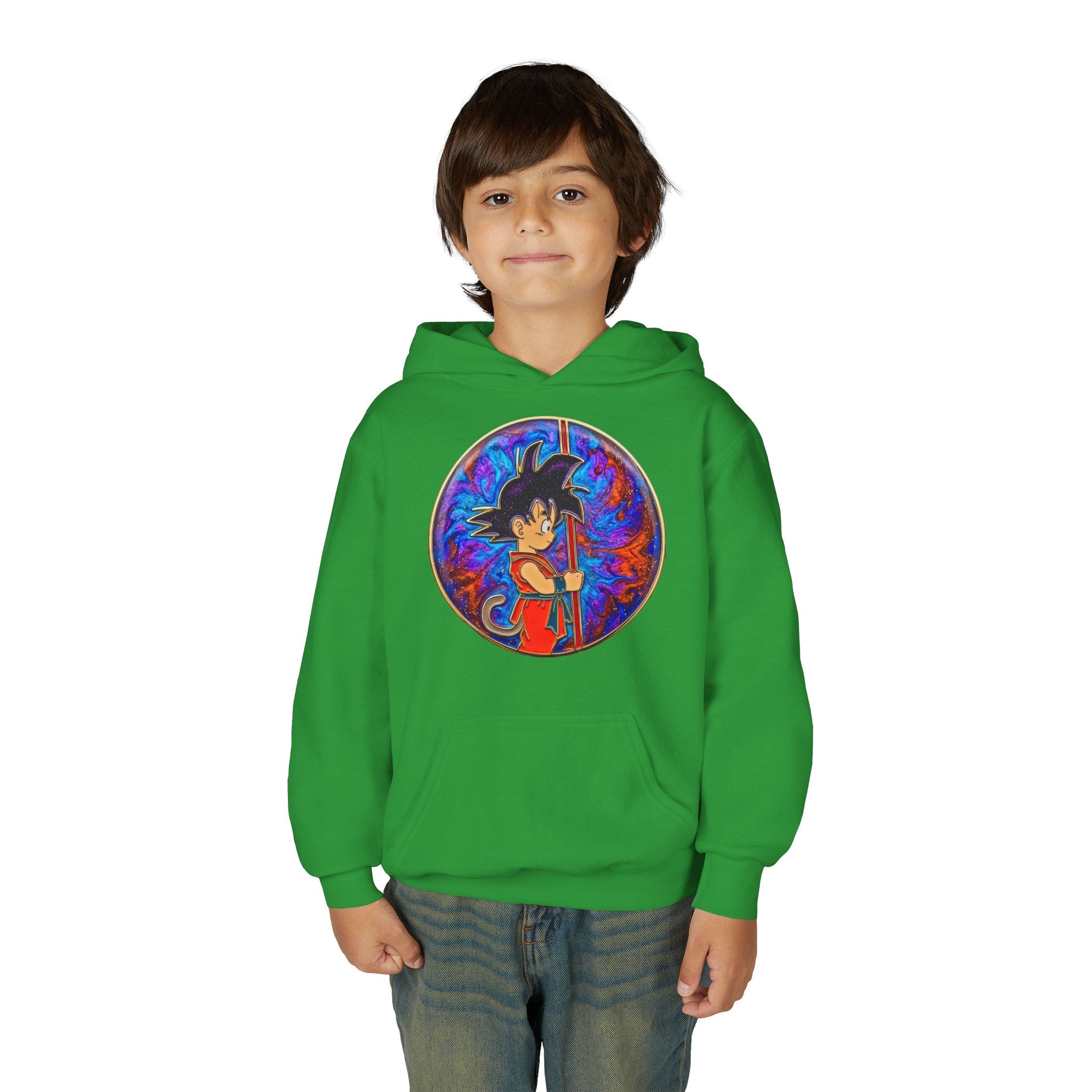 Dragon Boy Hoodie — Goku Cartoon Emblem Youth Hooded Sweatshirt