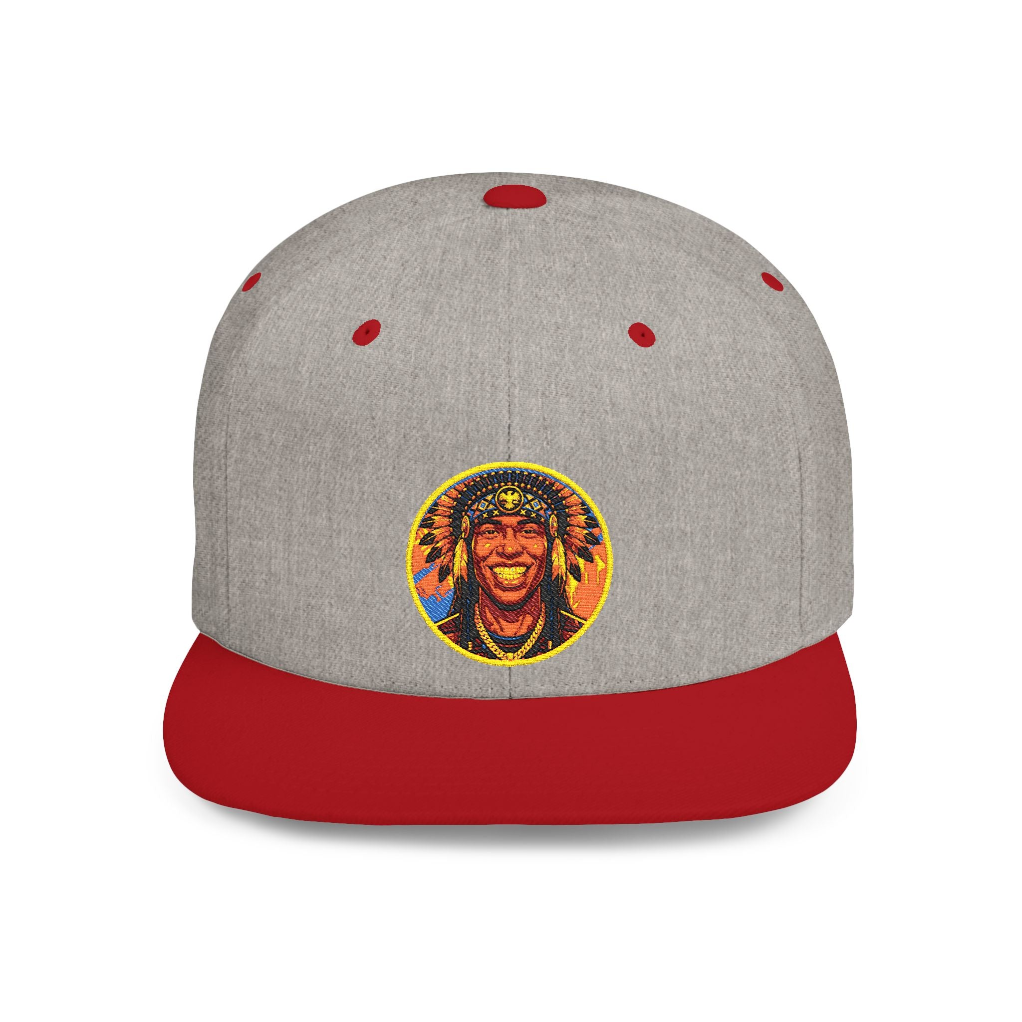 Snapback Hat — Vibrant Tribal Lion Patch Flat Bill Cap