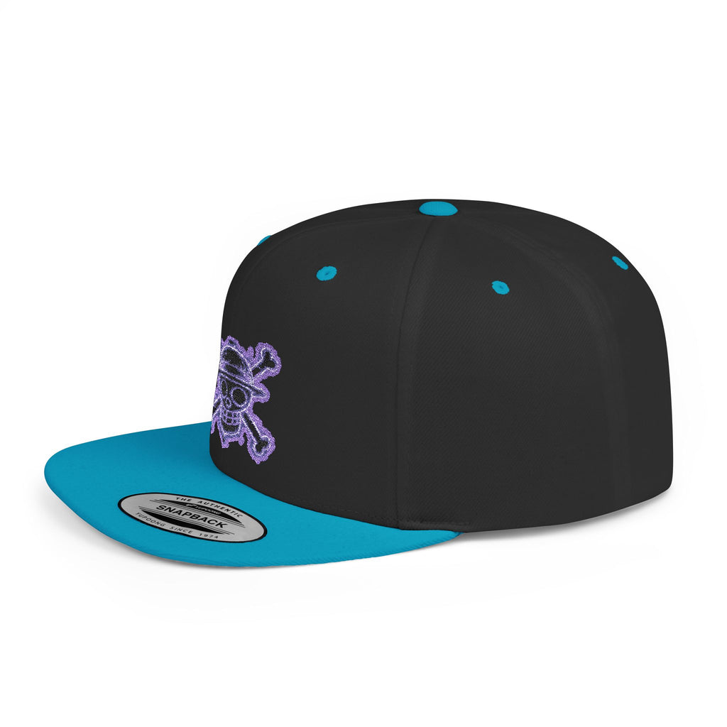 Purple Glitter Skull Snapback Hat - Flat Bill Adjustable Cap