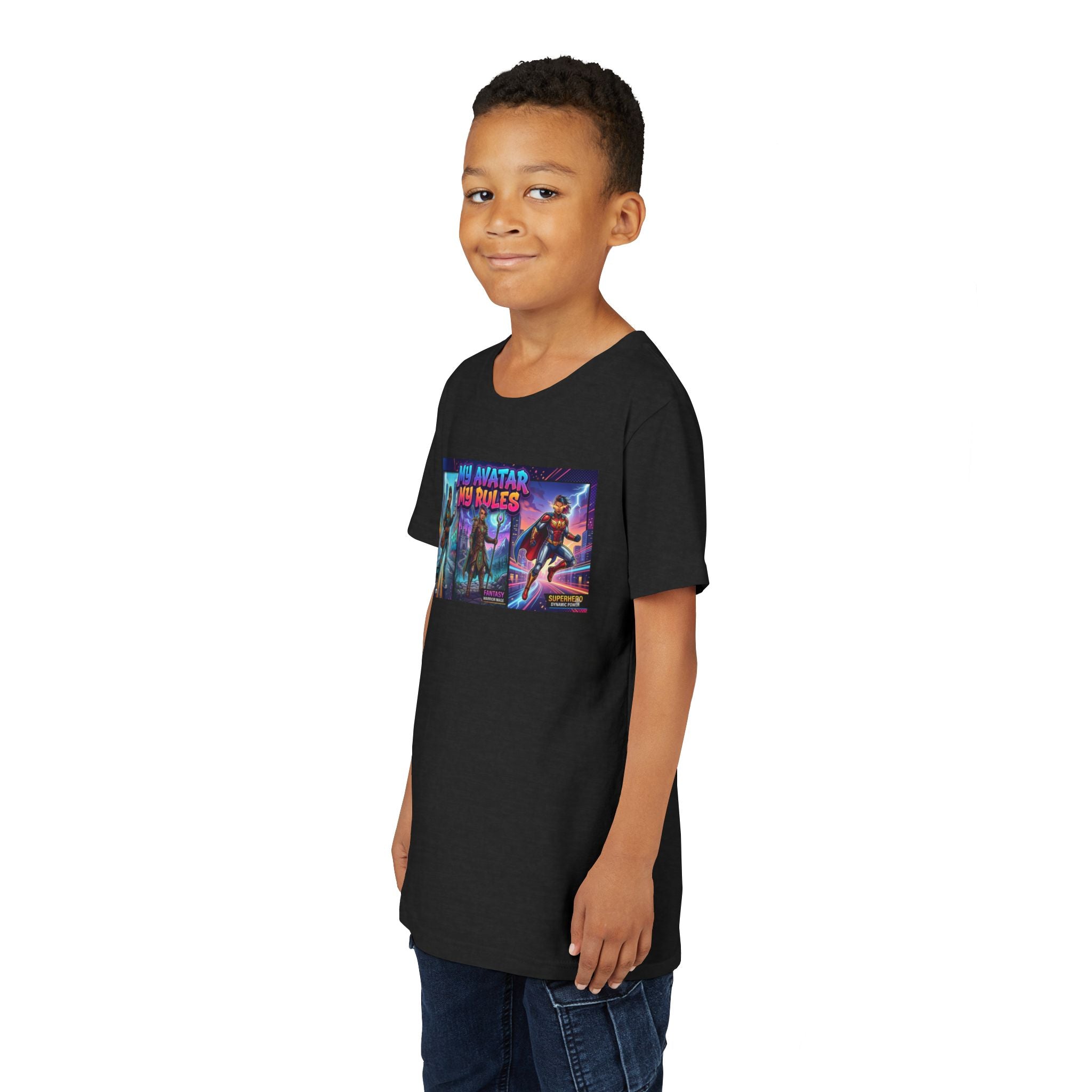 Youth Tee — “MY AVATAR MY RULES” Customizable Character Graphic