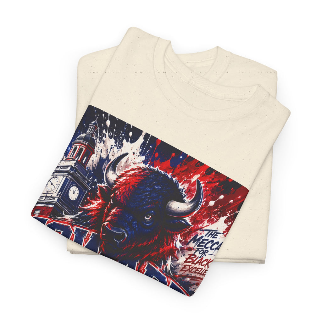 Howard University Buffalo Spirit Tee — HU Bison Red & Blue Campus Shirt