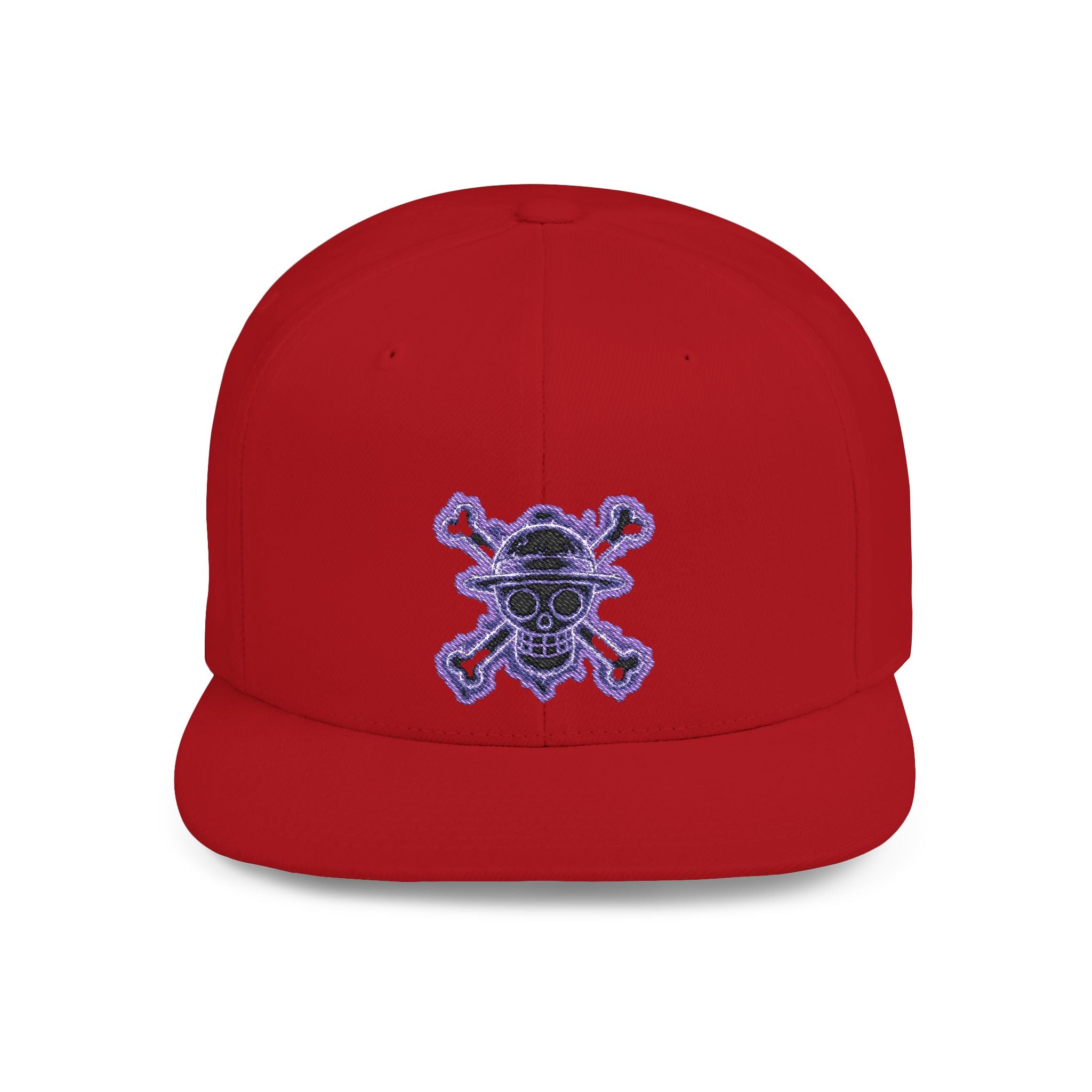 Purple Glitter Skull Snapback Hat - Flat Bill Adjustable Cap