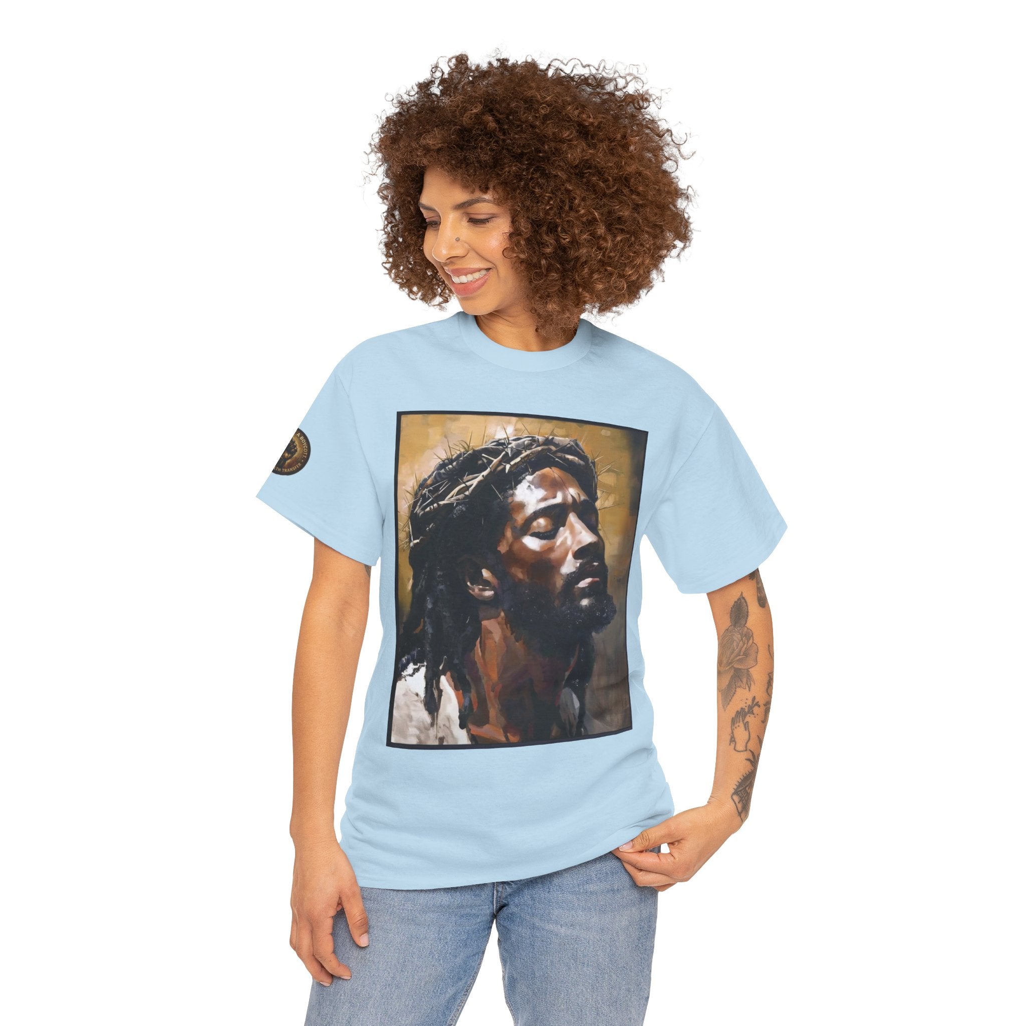 Jesus Portrait Tee with 'This Is Not A Boycott — This Is A Wealth Transfer' Back Emblem